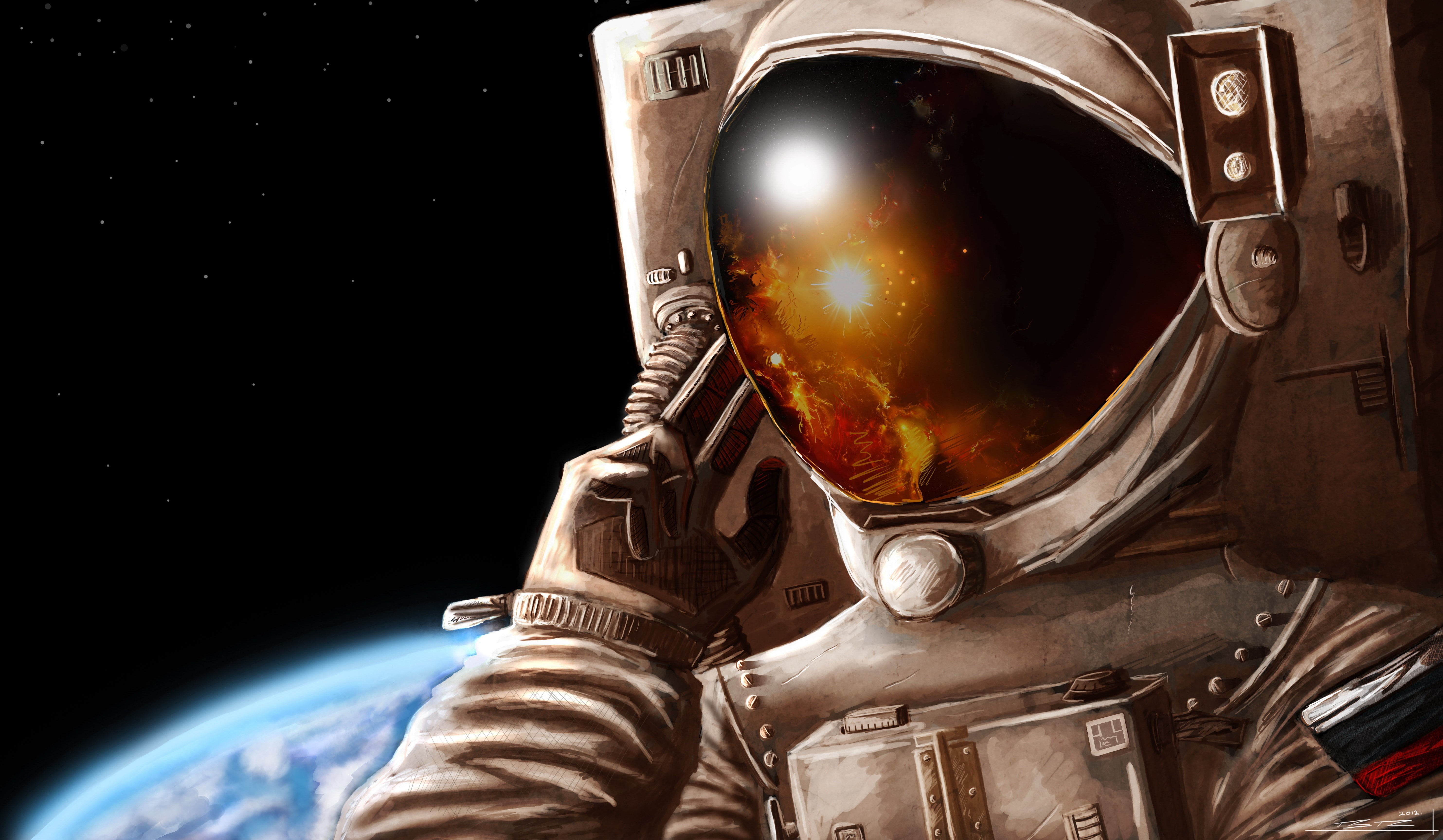 5K, Russian, astronaut, Earth, space, HD Wallpaper