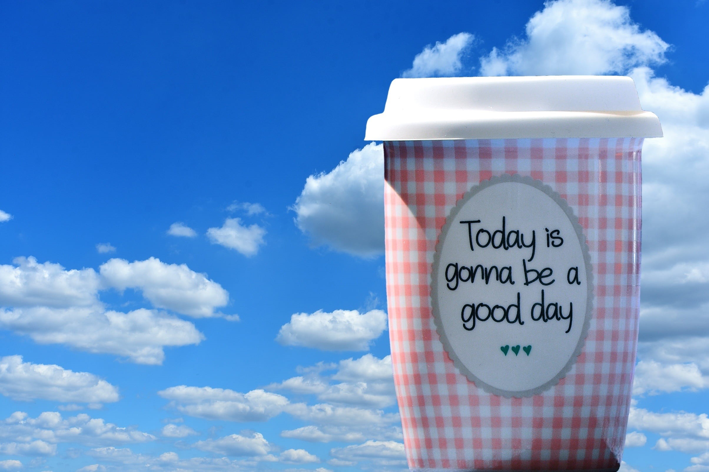 assistance, outdoors, beginning, coffee, cheerful, day, sky, happiness, keep smiling, cloud - sky, guidance, western script, start, text, nature, message, HD Wallpaper