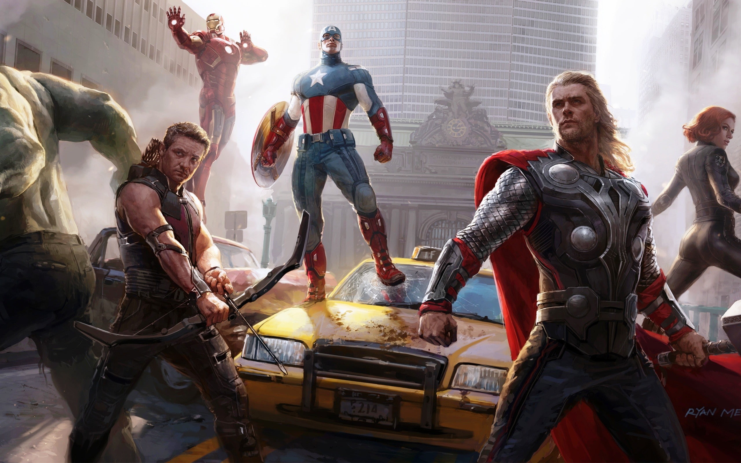 2K, Captain America, avengers, built structure, marvel, group, building exterior, men, picture, human representation, Hulk, group of people, architecture, HD Wallpaper