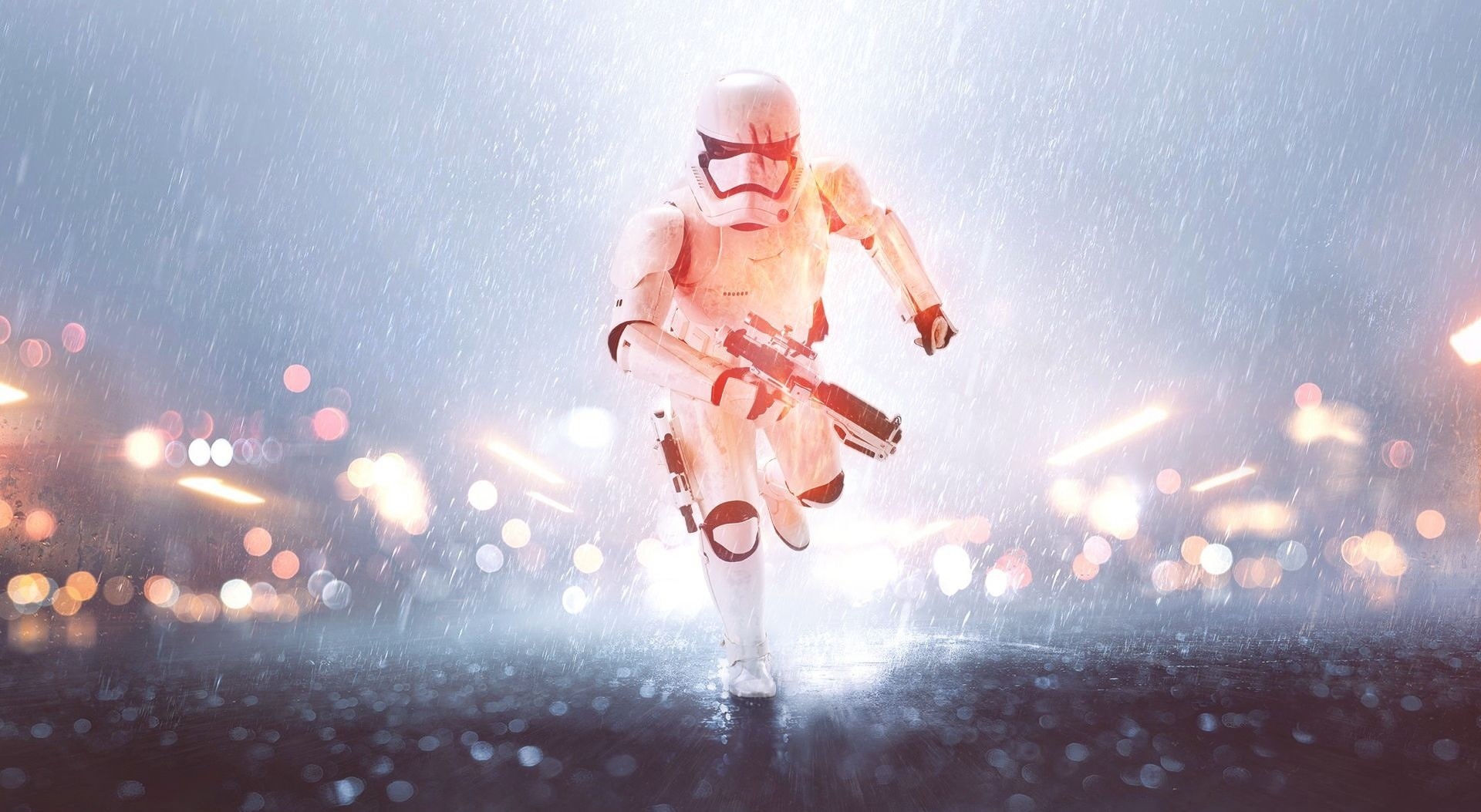 wars, snowing, nature, adult, battlefront, trooper, blaster, awakens, night, glowing, full length, stardestroyer, force, bf3, bf4, illuminated, motion, HD Wallpaper