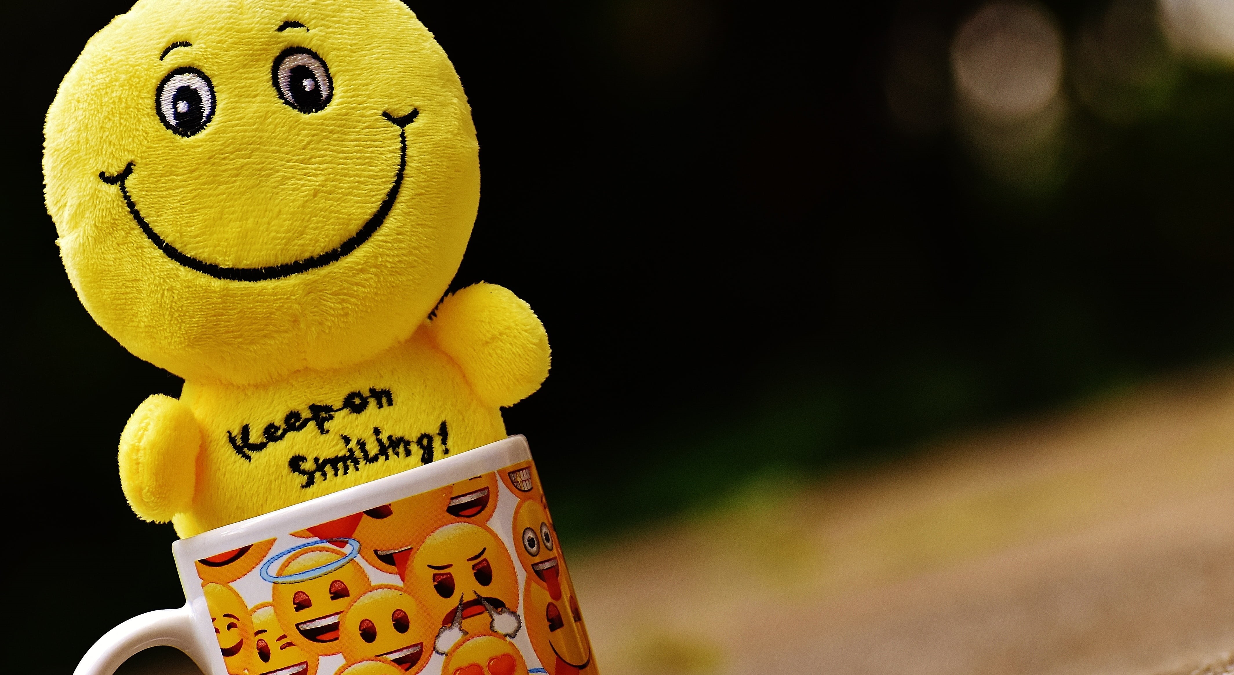 western script, luck, color, animal themes, still life, ceramic, animal representation, yellow, animal, joy, funny, 4K, emoticon, fun, happy, smilies, HD Wallpaper
