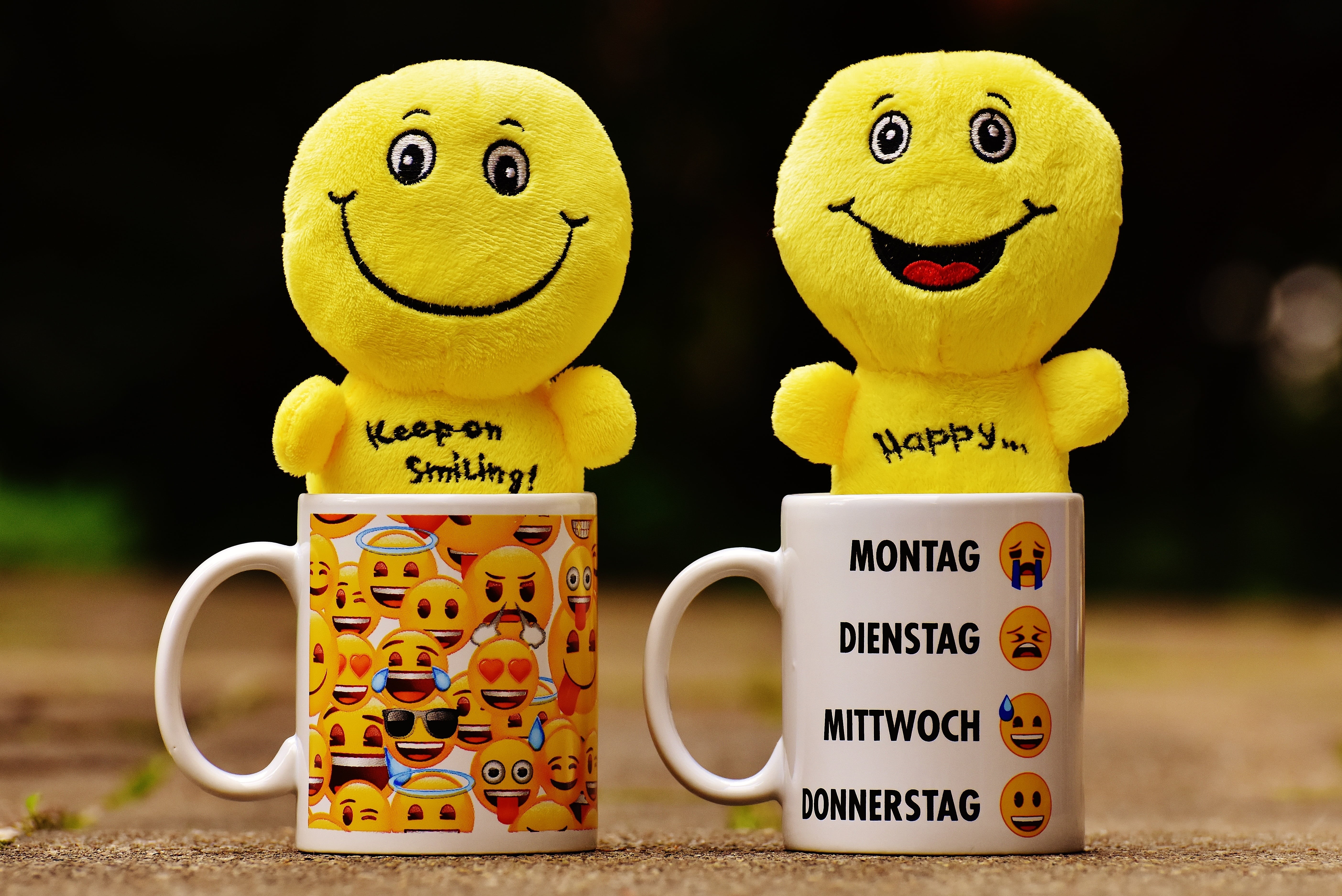 luck, ceramic, western script, yellow, human representation, text, white, mugs, toy, smiling, good mood, emoji, t, joy, cheeky, plush, feeling, no people, HD Wallpaper