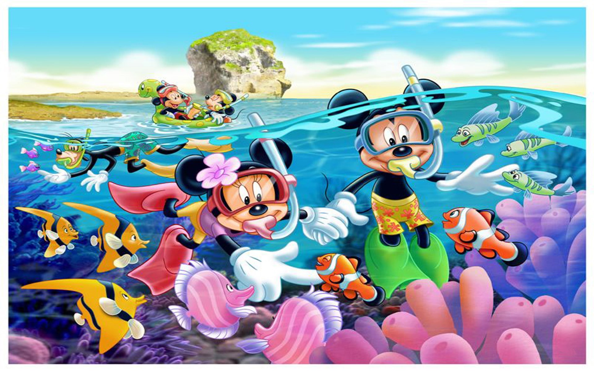 mouse, hd, 1080P, mini, diving, mickey, underwater, adventure, HD Wallpaper
