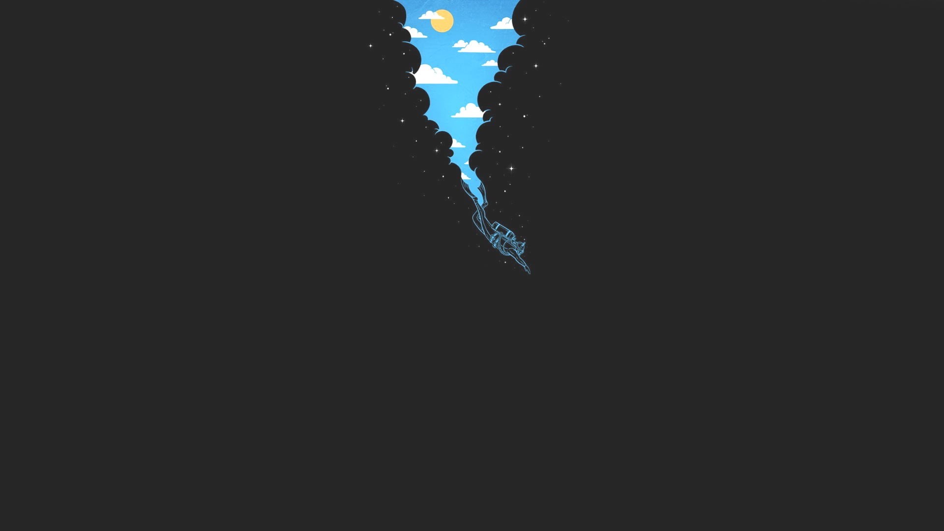 winter, silhouette, night, water, tranquility, dark, scuba diving, cold temperature, scenics - nature, nature, minimalism, copy space, 1080P, beauty in nature, HD Wallpaper