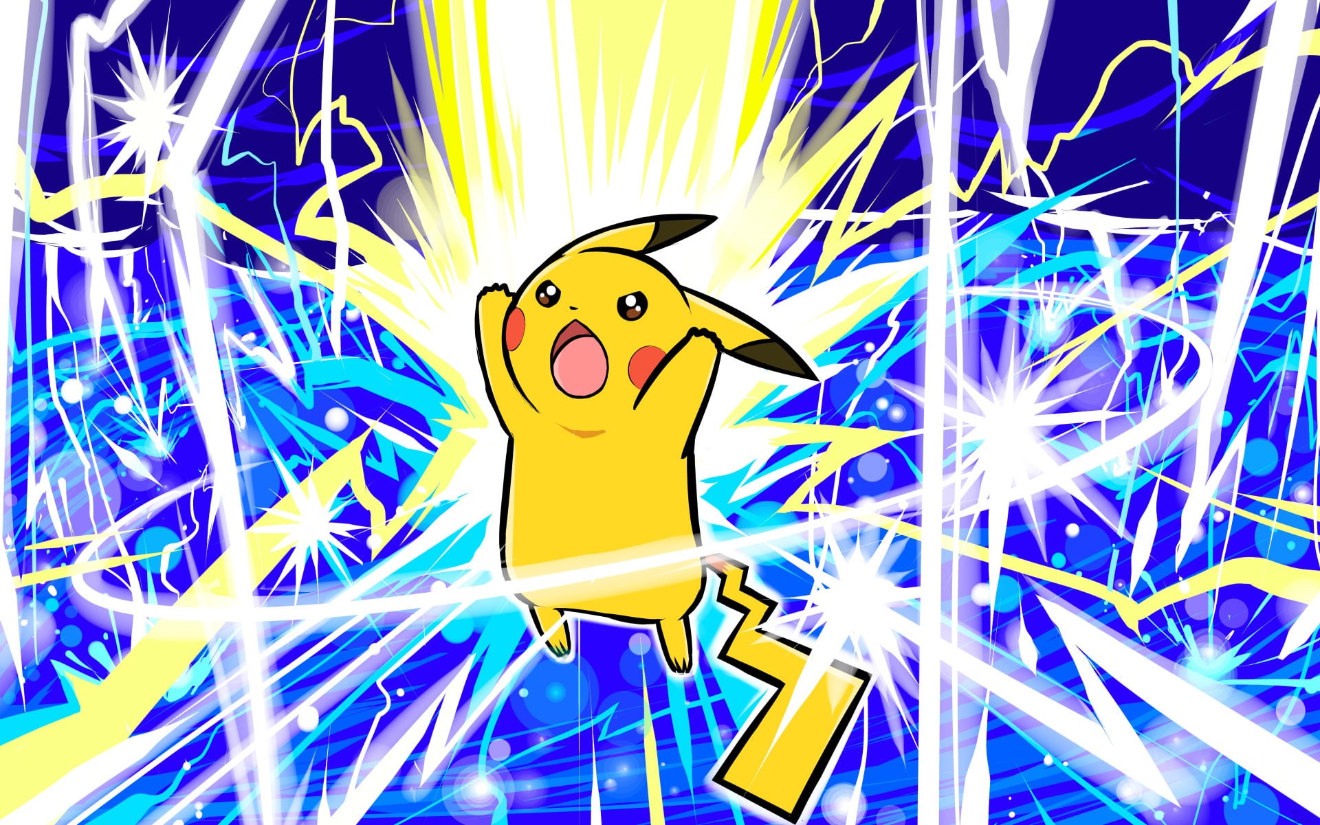multi colored, Pikachu, glowing, front view, decoration, illustration, 1080P, Pokémon, blue, art and craft, close-up, illuminated, no people, pokemon, HD Wallpaper