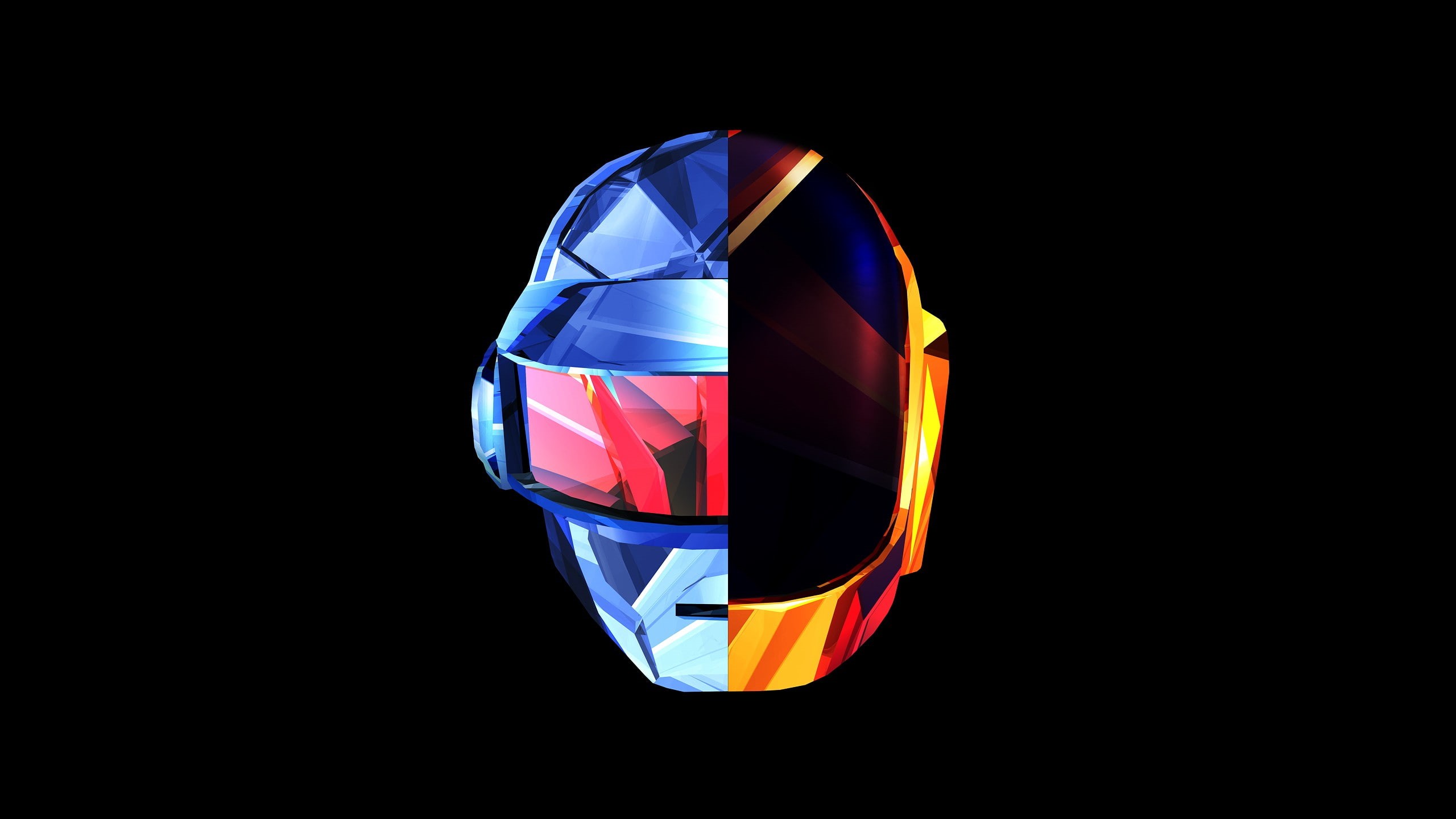 black background, 2K, Daft Punk, digital art, EDM, Justin Maller, Facets, punk, music, HD Wallpaper