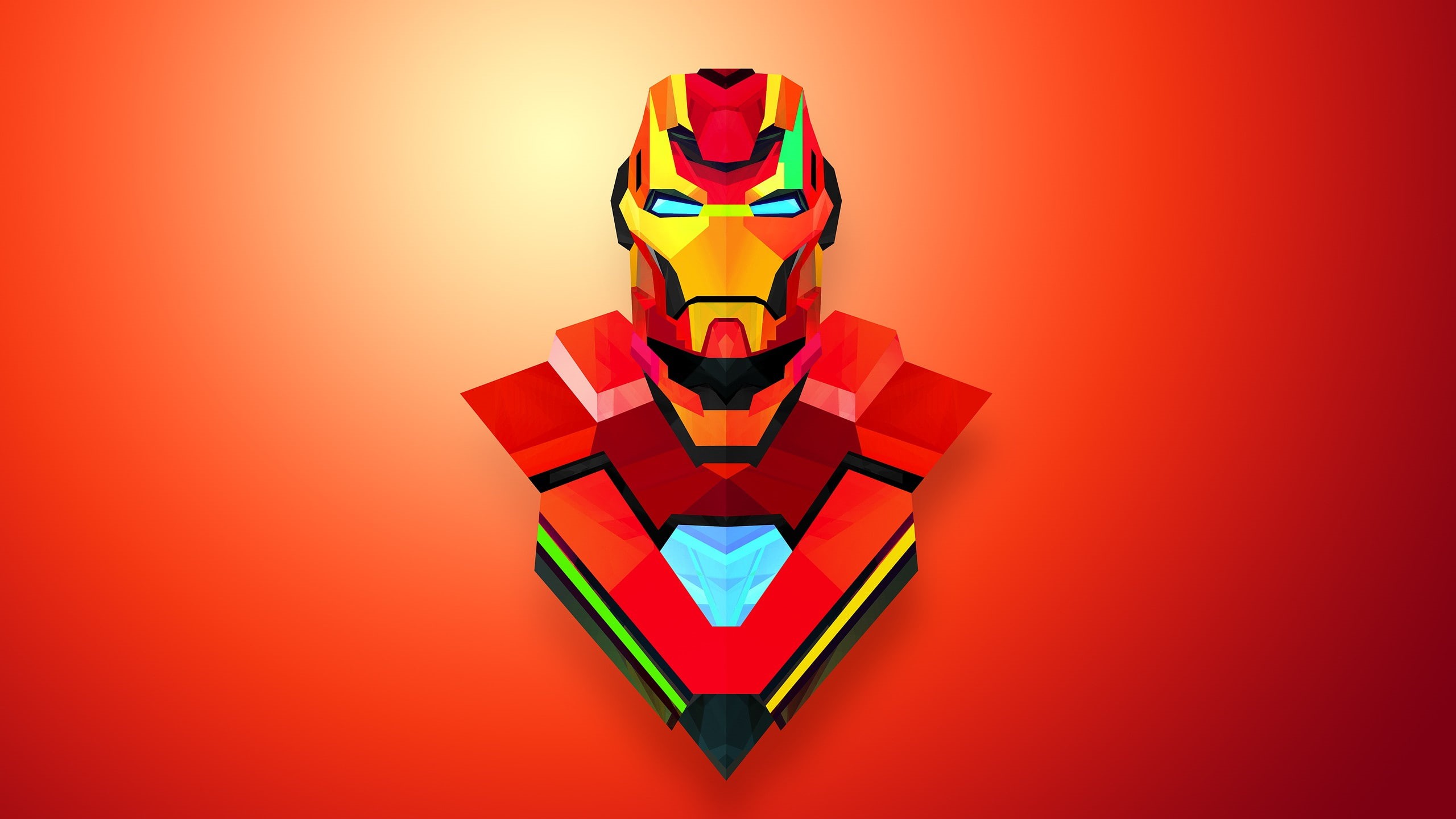 red, 2K, Iron Man, Justin Maller, abstract, gradient, HD Wallpaper