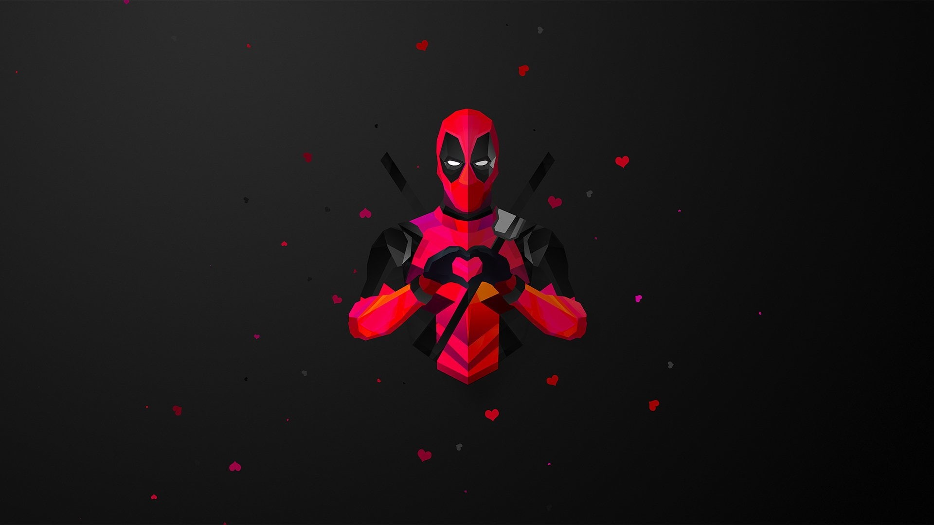 Abstract, Polygon, 1080P, Deadpool, Marvel Comics, Facets, HD Wallpaper