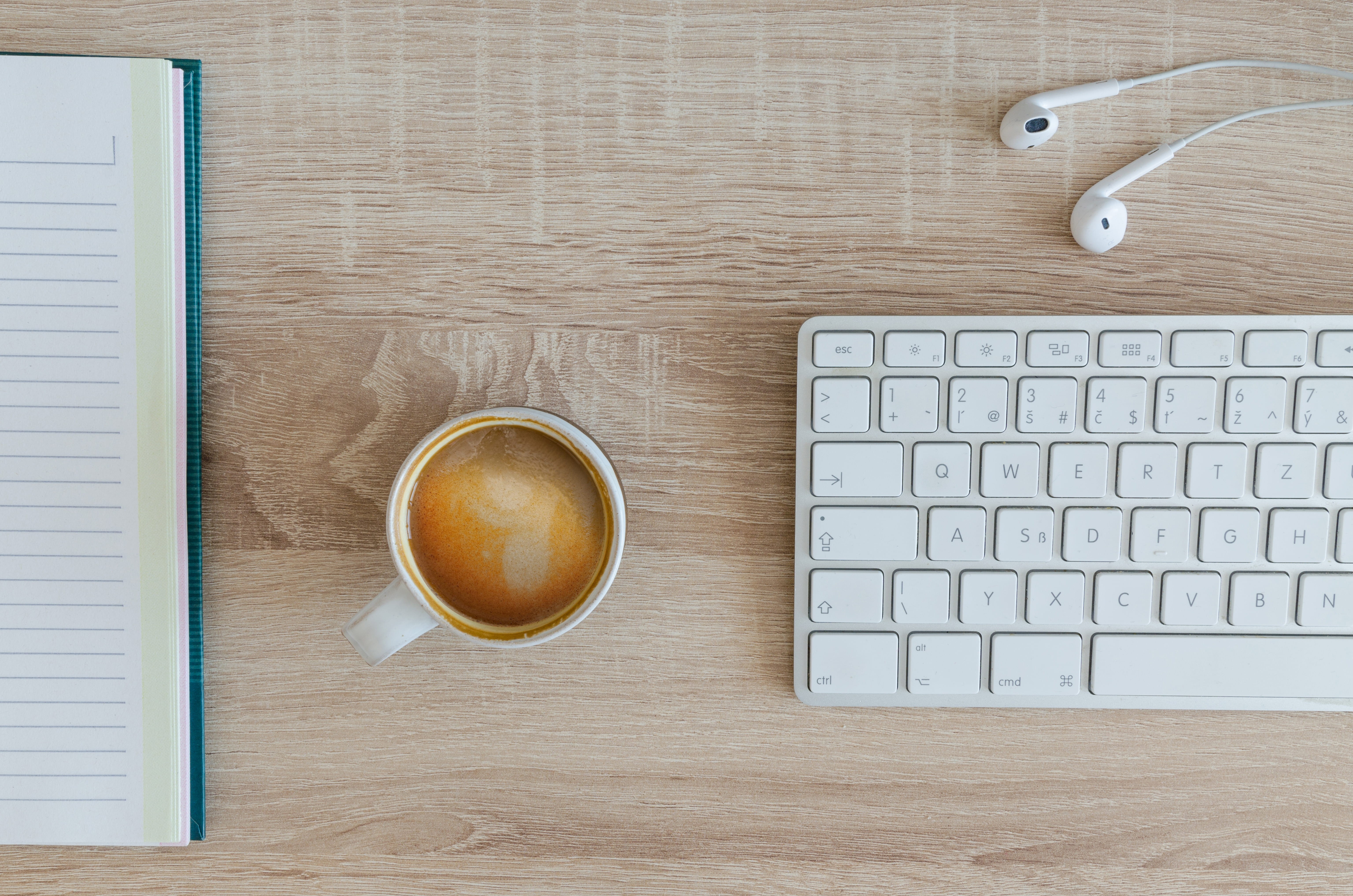 indoors, earphones, computer equipment, business, food and drink, device, wooden, communication, mug, directly, table, shot, coffee, paper, wireless technology, HD Wallpaper