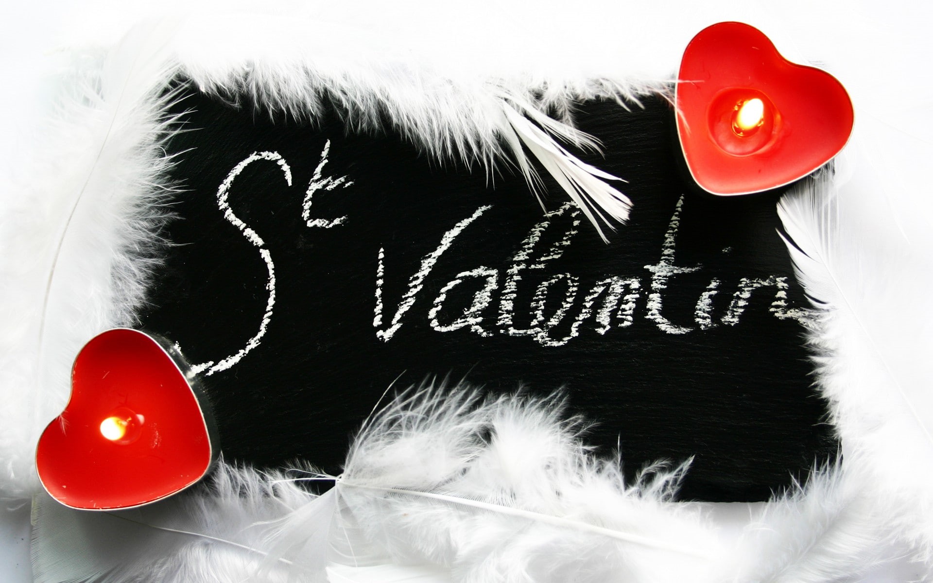 light, valentine 039 s, candle, day, 1080P, heart, feathers, HD Wallpaper