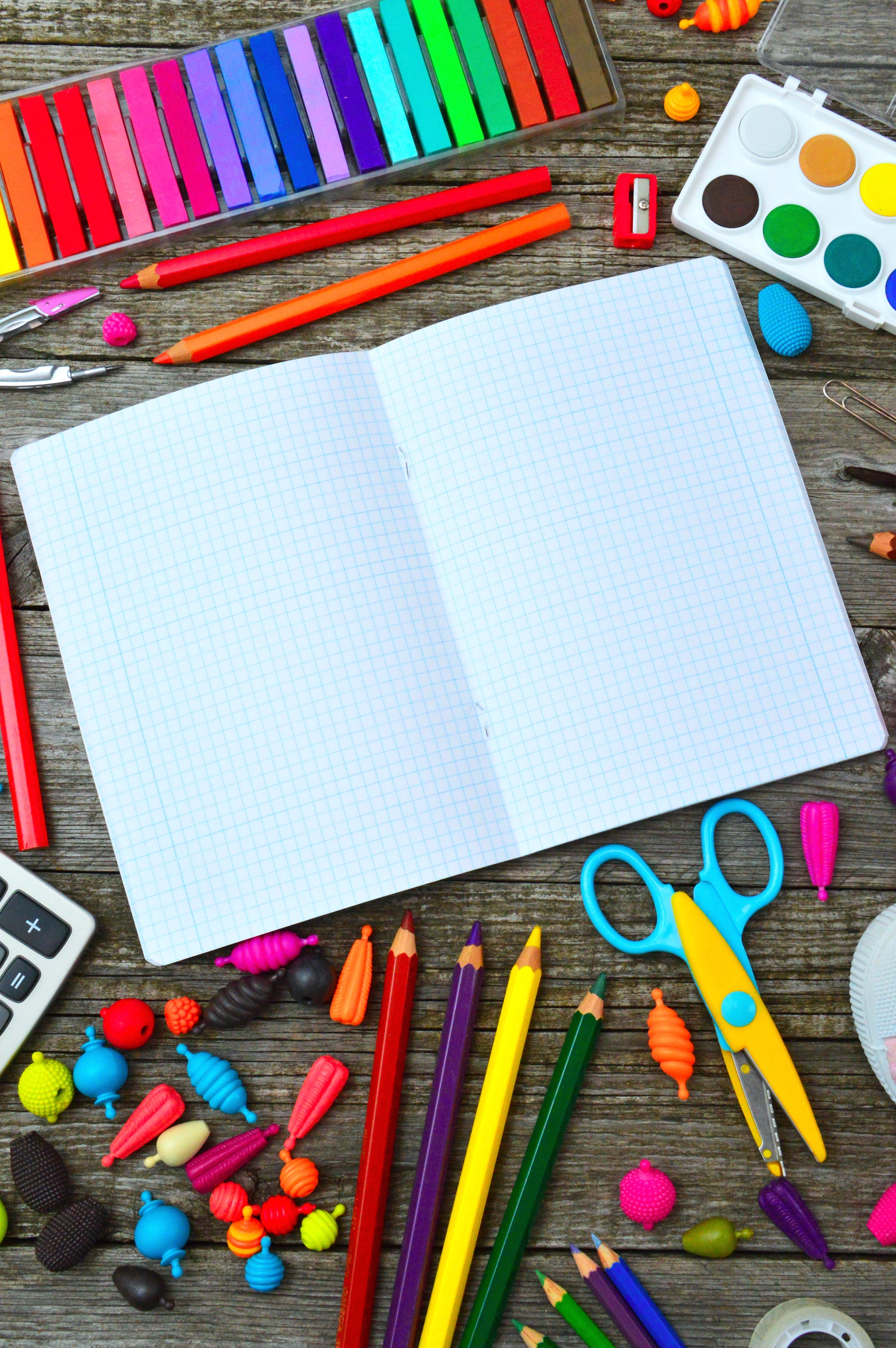 art and craft, creative, tool, writing instrument, pencil, rainbow, artistic, no people, brush, pen, childhood, indoors, multi colored, paper, pencils, Phone HD Wallpaper