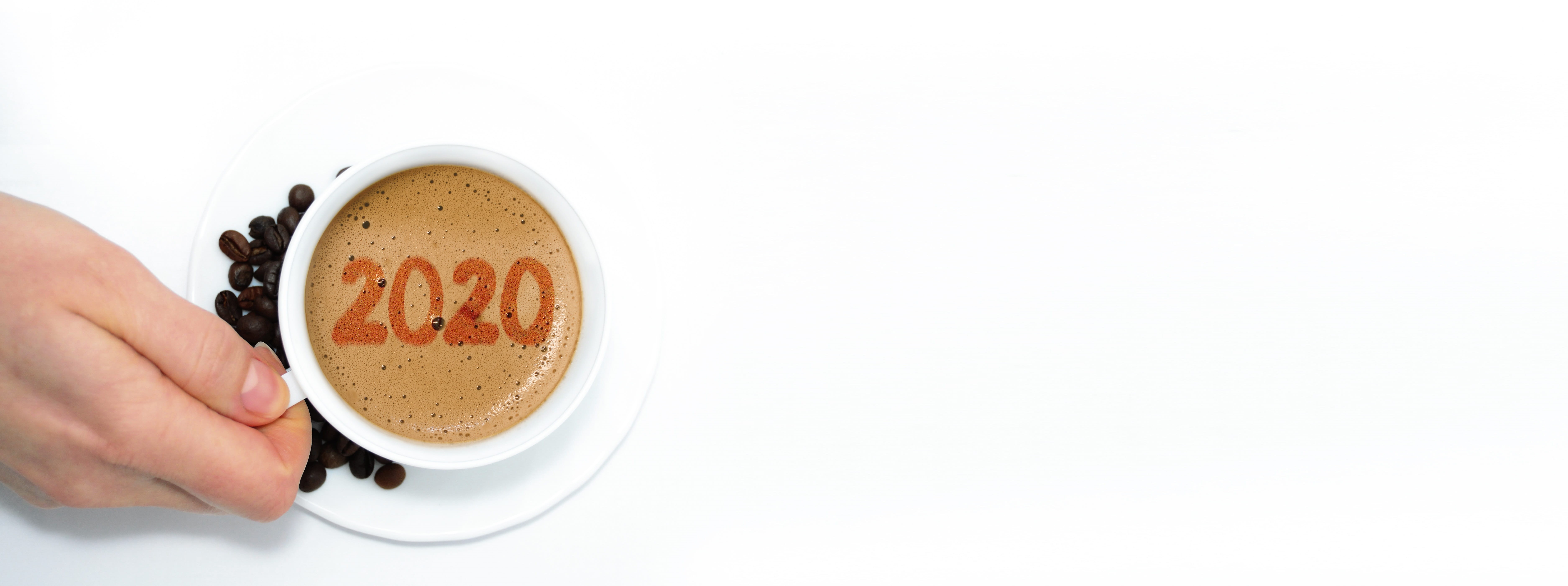milchschaum, white background, lifestyles, 5K, annual financial statements, refreshment, copy space, holding, crockery, frothy drink, coffee cup, new years eve, HD Wallpaper