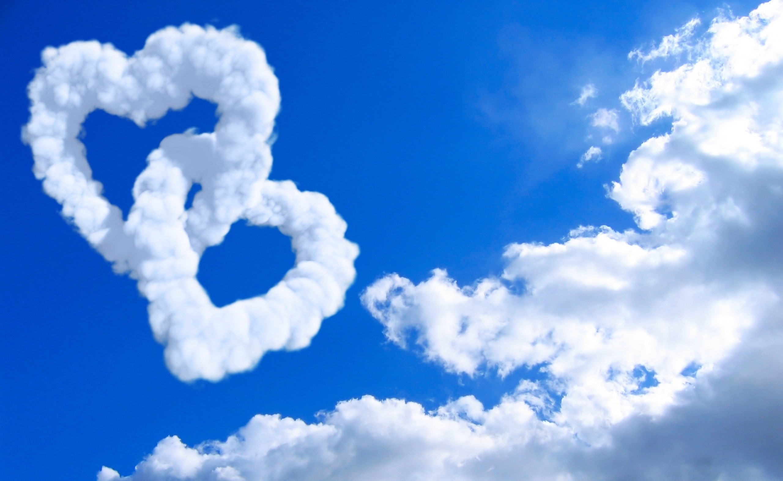 softness, low angle view, emotion, Clouds, sky, nature, blue, no people, beauty in nature, scenics - nature, Heart, environment, tranquil scene, outdoors, HD Wallpaper