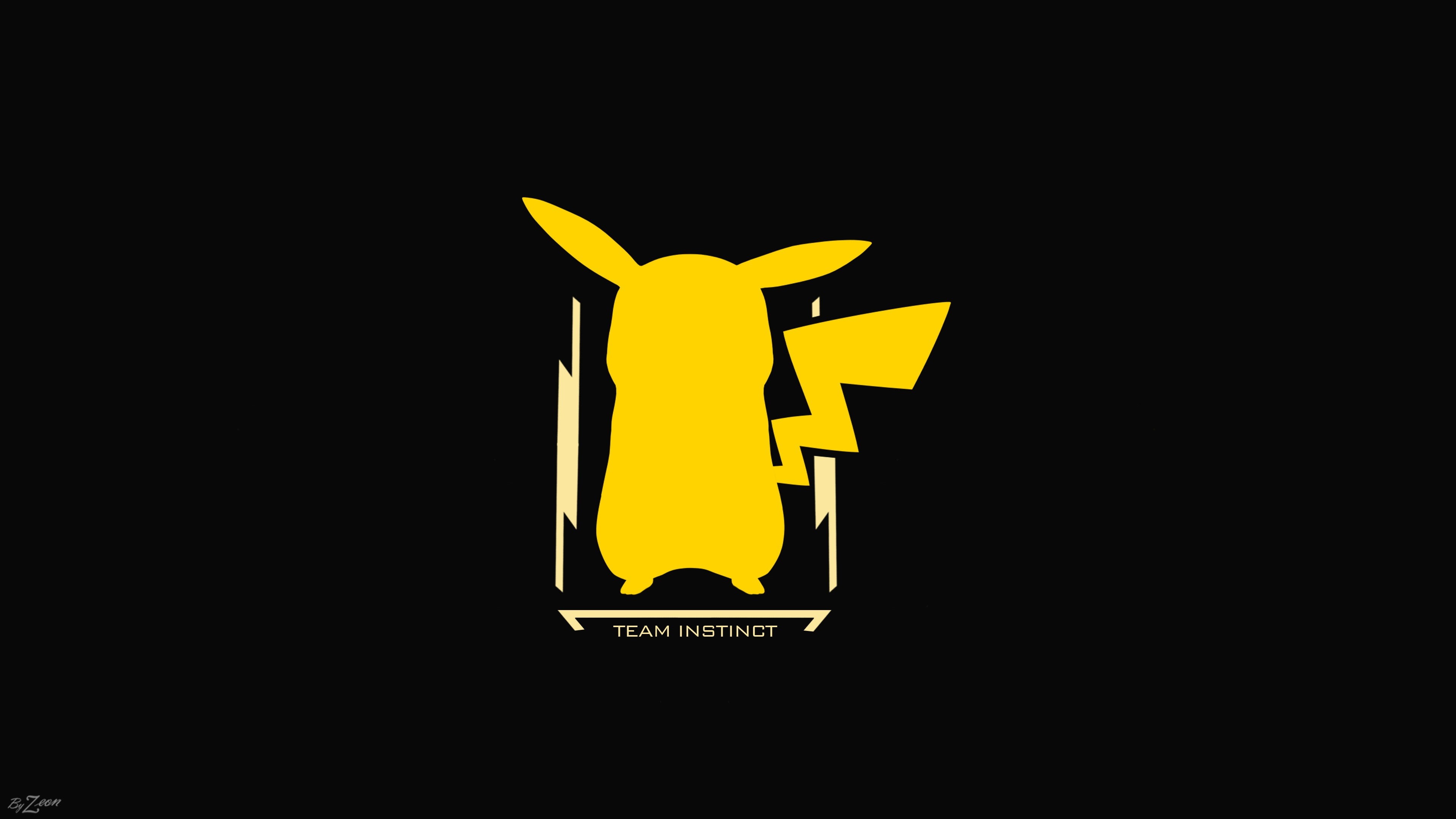 Team Instinct, 4K, Pikachu, Pokémon, anime, Pokemon Go, HD Wallpaper