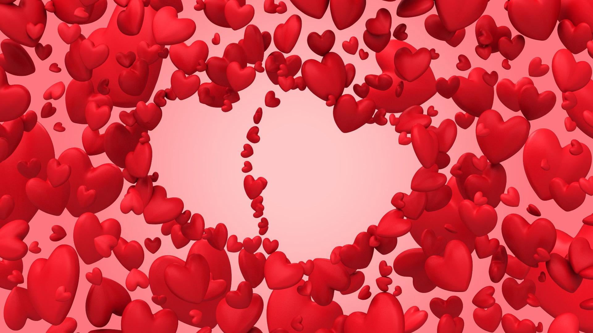 shiny, pink, pattern, sign, emotion, february, heart shape, texture, element, no people, graphic, 1080P, ball, bubbles, liquid, balloon, fun, HD Wallpaper