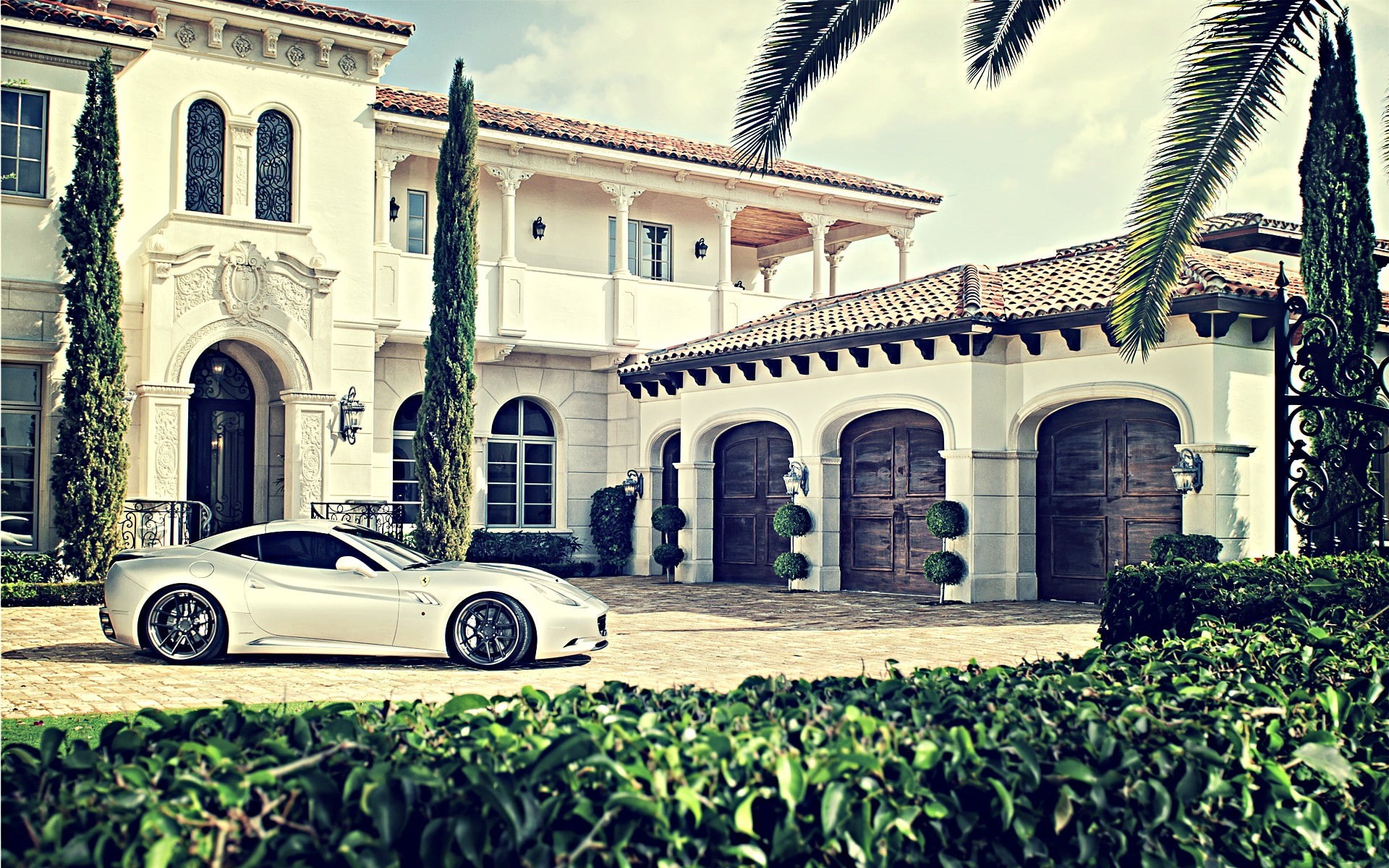 mansion, cars, ferrari, hd, california, house, 1080P, HD Wallpaper