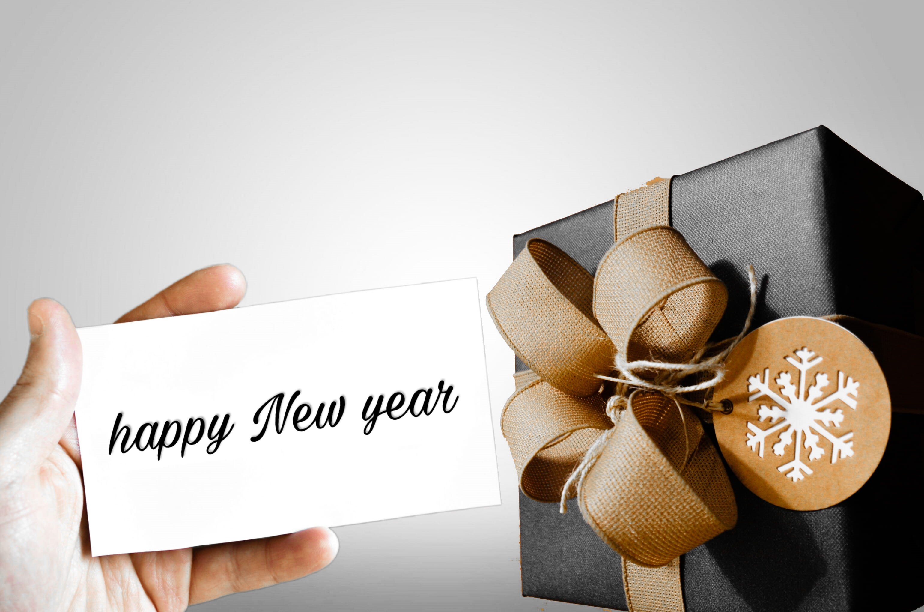 christmas, 2019, package, studio shot, decoration, box - container, black, newyear, gift box, gray, happy new year, ribbon, communication, box, 2020, bow, HD Wallpaper