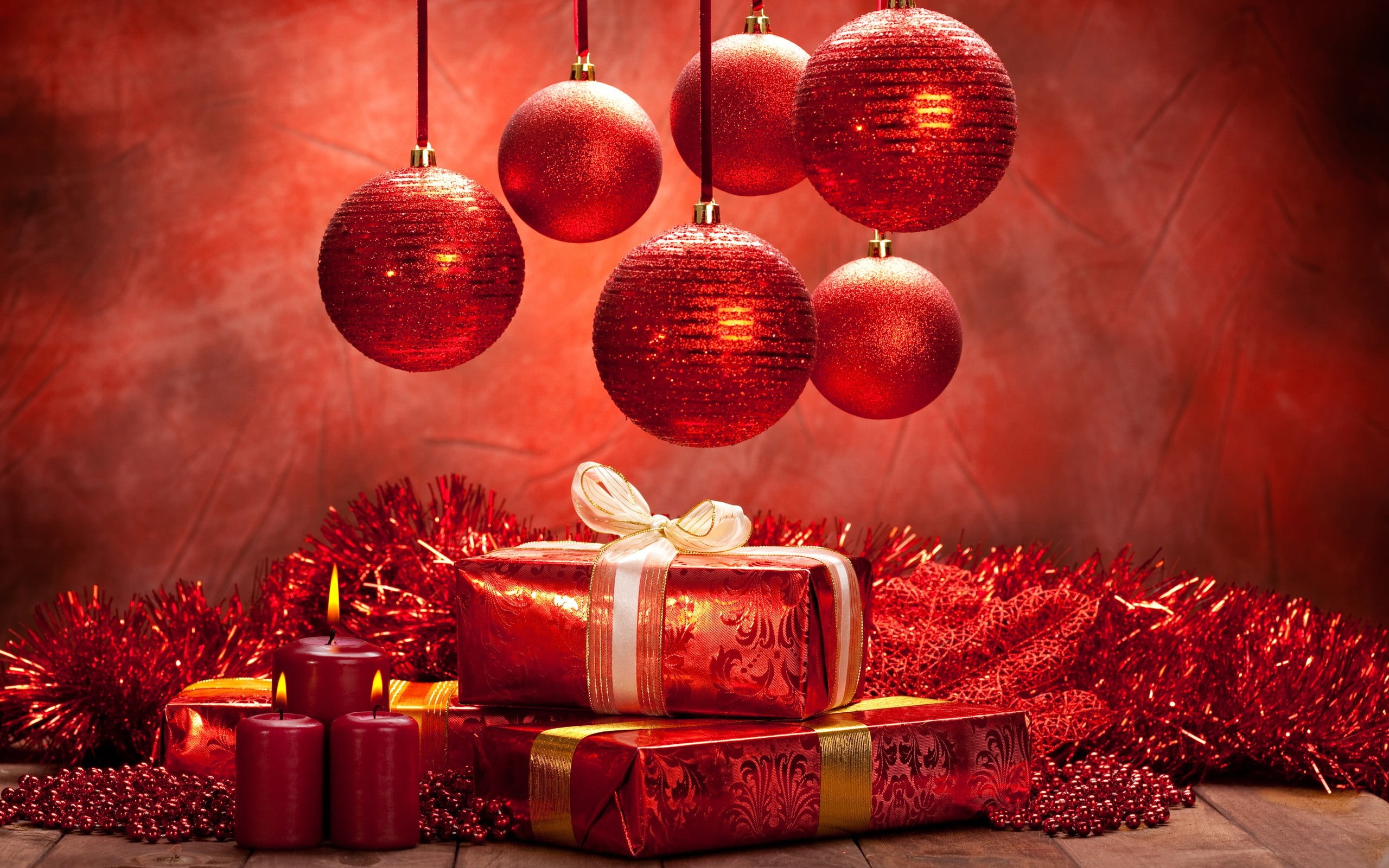 ribbon, candles, holiday - event, box - container, illuminated, box, christmas ornament, decoration, ornaments, boxes, celebration, snow, ribbon - sewing item, HD Wallpaper