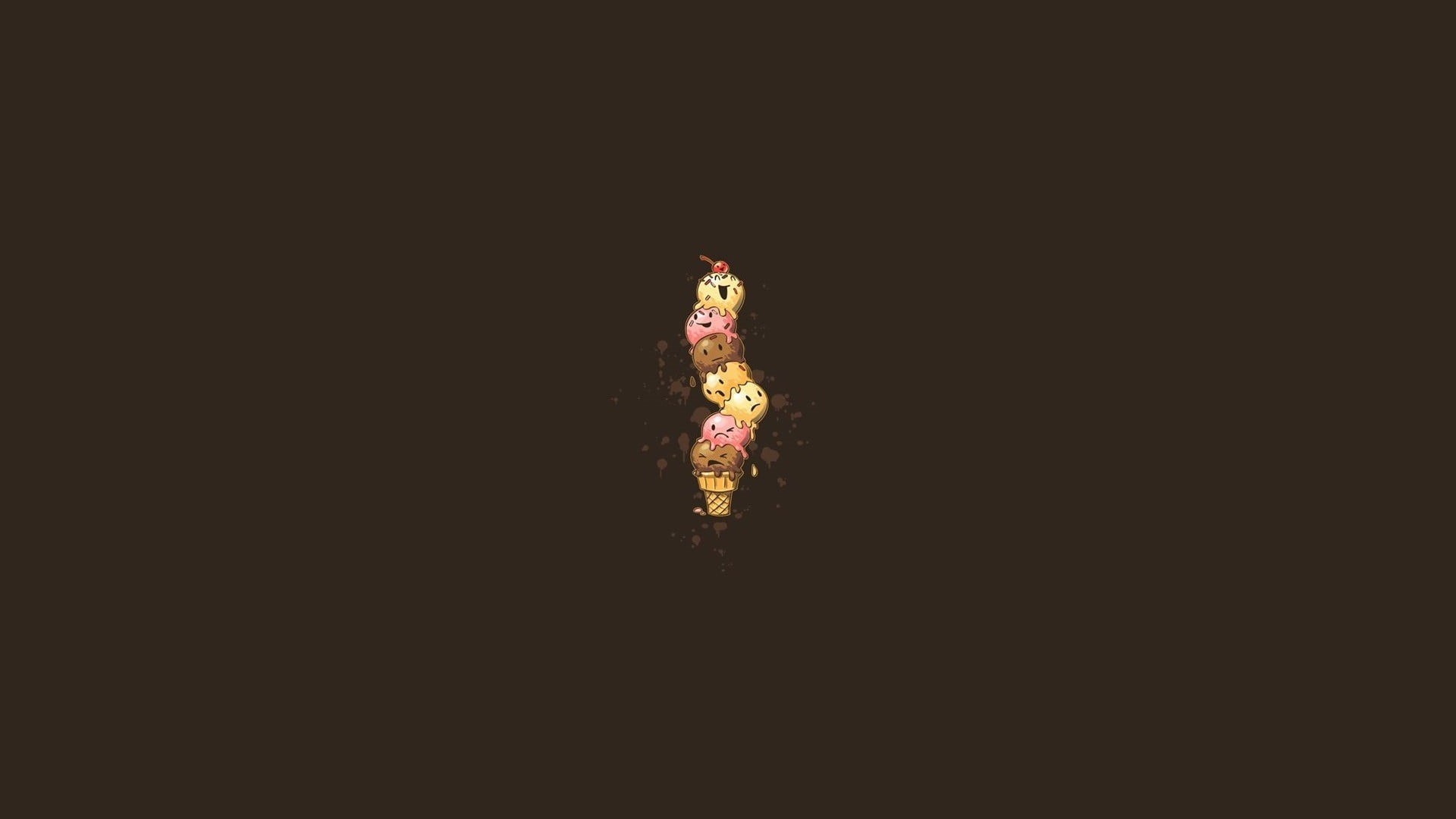 minimalism, cut out, copy space, animal themes, ice, brown background, food, freshness, cream, 1080P, food and drink, animal, brown, yellow, ice cream, HD Wallpaper