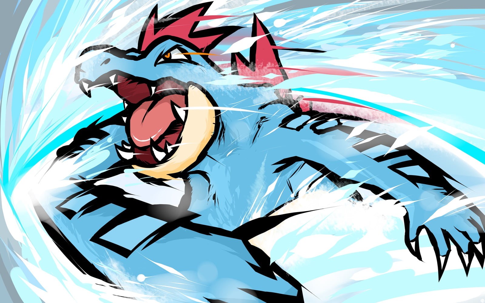 Feraligatr, day, reflection, animal, animal themes, no people, sunlight, art and craft, pattern, Pokémon, outdoors, multi colored, representation, animal representation, HD Wallpaper