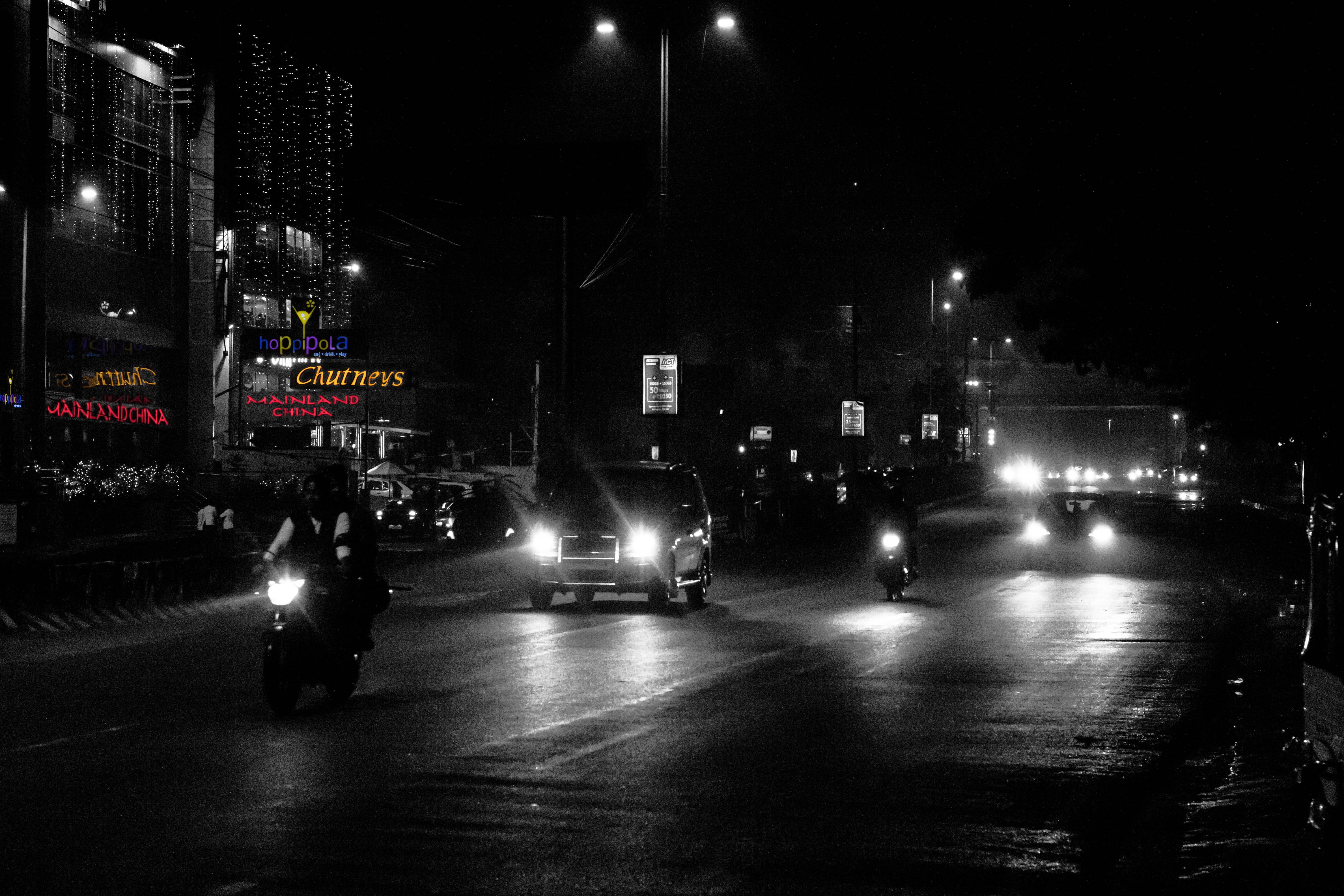 transportation, city, skyscraper, built structure, motor vehicle, nightlife, road, india, 5K, building exterior, hitech city bus stop, street light, lighting equipment, HD Wallpaper