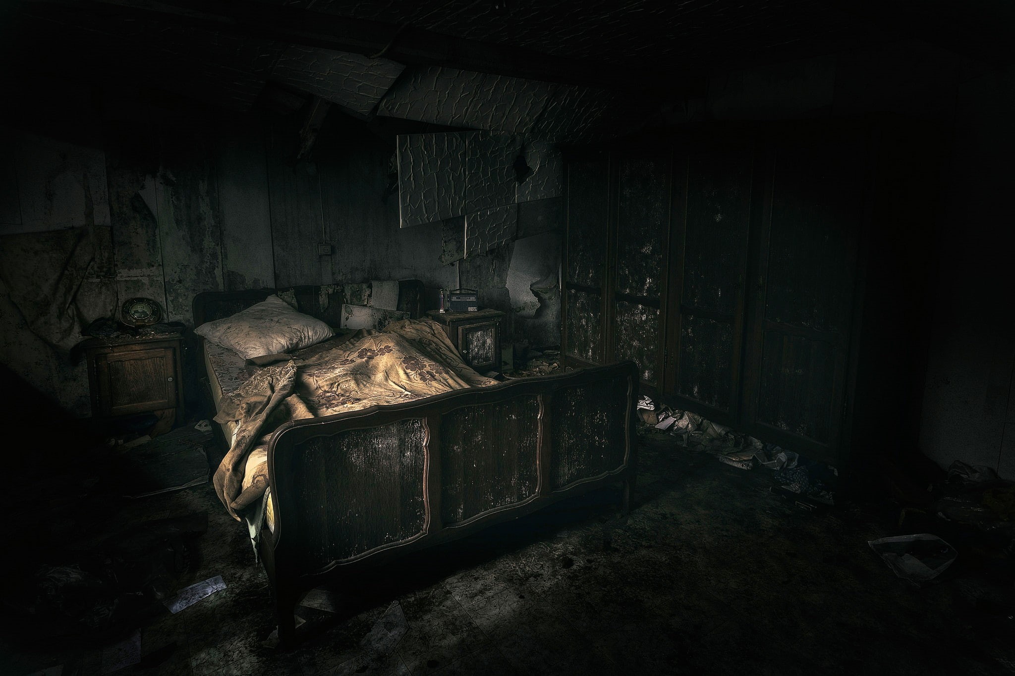 1080P, interior, bedroom, ruins, HD Wallpaper
