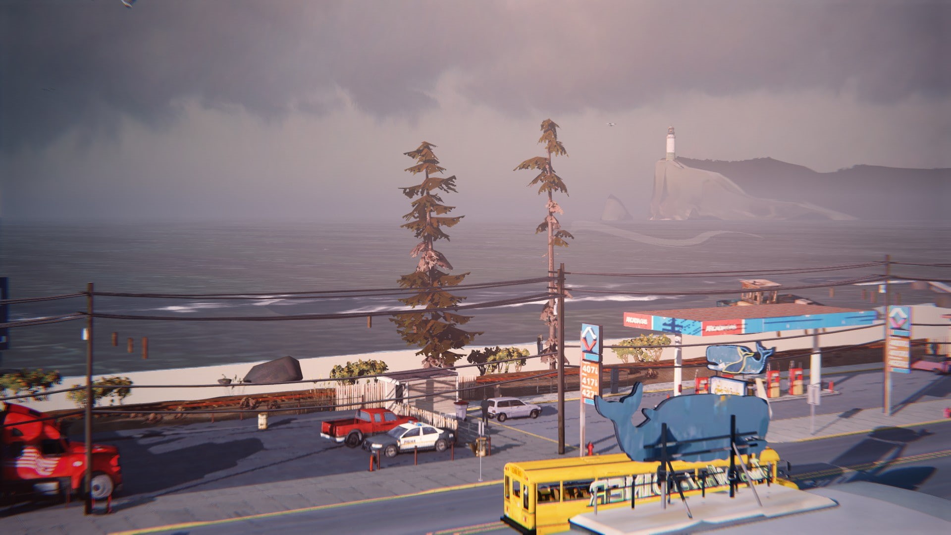 architecture, Arcadia Bay, nature, road, motor vehicle, car, day, incidental people, Life Is Strange, outdoors, water, horizon over water, sea, 1080P, HD Wallpaper