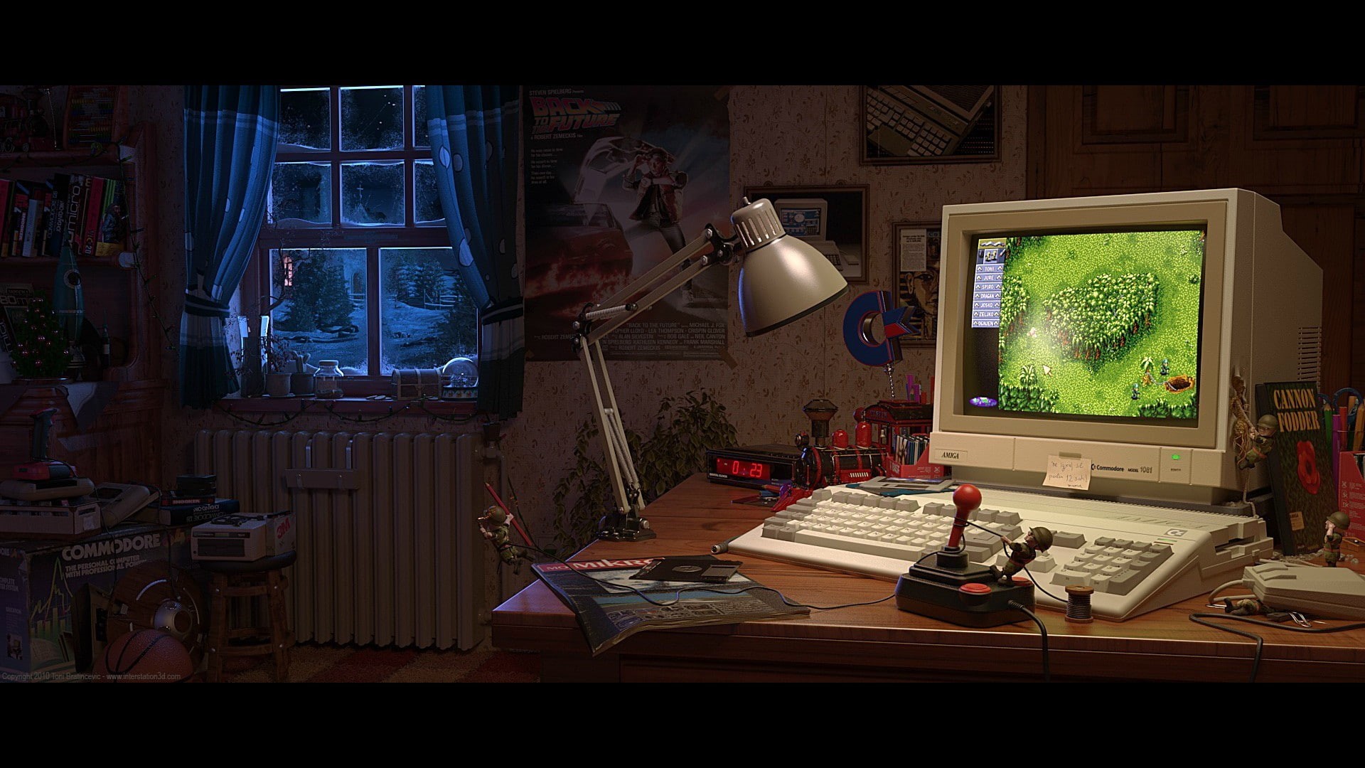 no people, wood - material, lighting equipment, 1080P, computer equipment, indoors, music, table, illuminated, book, studying, computer, technology, computer monitor, HD Wallpaper