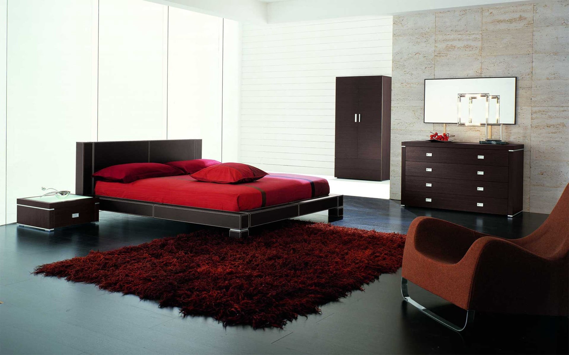 1080P, comfortable, bedroom, apartment, architecture, wooden, pillow, hotel, lifestyles, decoration, technology, red, electric Lamp, living Room, cushion, HD Wallpaper