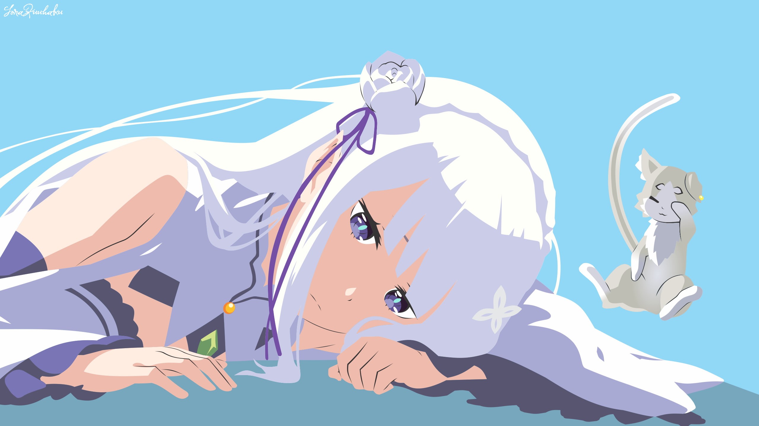 nature, no people, animal wildlife, 2K, front view, anime girls, male likeness, Re:Zero Kara Hajimeru Isekai Seikatsu, creativity, representation, human representation, HD Wallpaper
