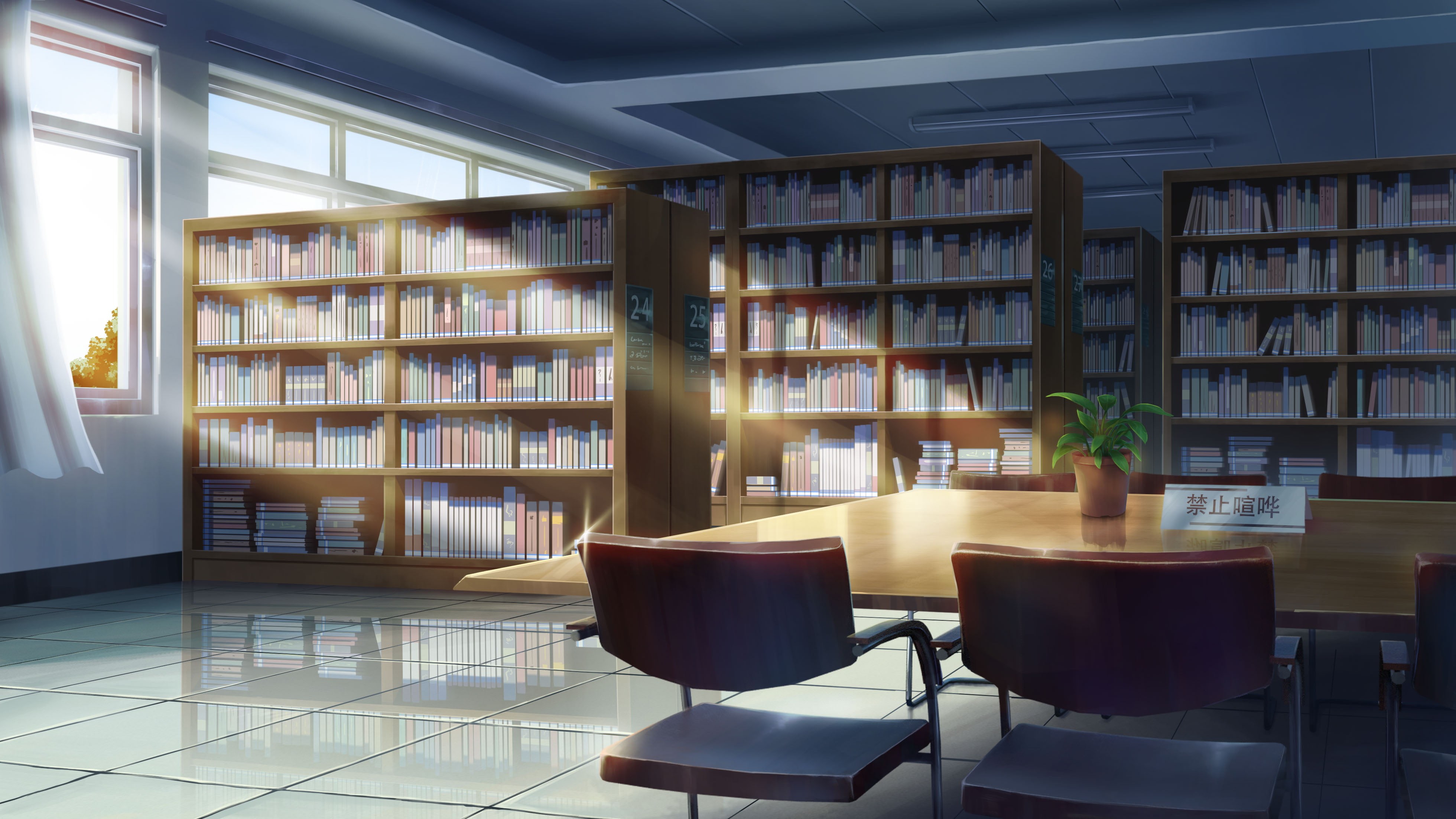 Book, Anime, 4K, Chair, Original, Library, HD Wallpaper