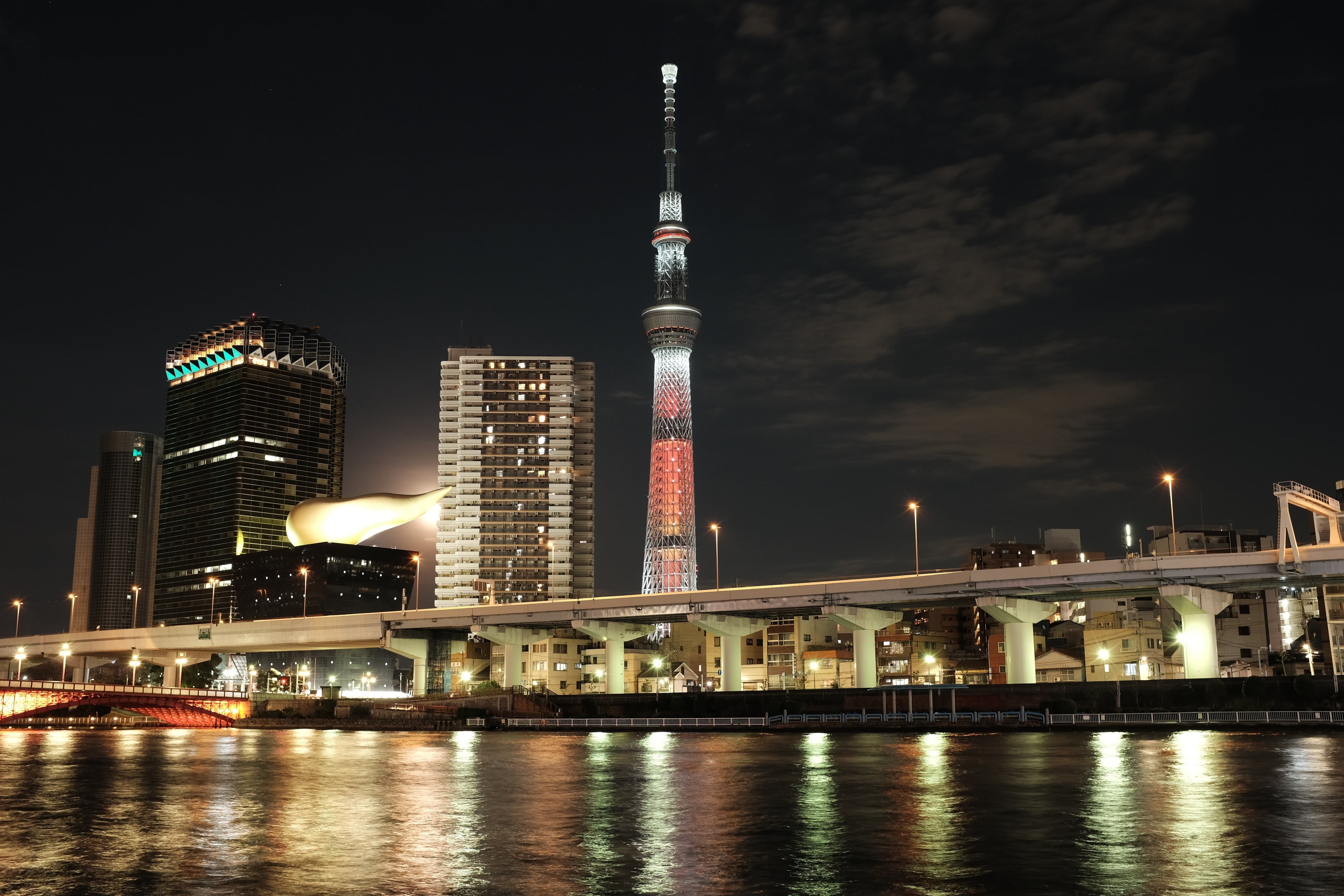famous Place, ãã¤ã, skyscraper, chrome, fujifilm, moon, city, Disney, night  sky, photography, cloud, river, æ  æ, cityscape, ãã, tokyo sky tree, building Exterior, HD Wallpaper