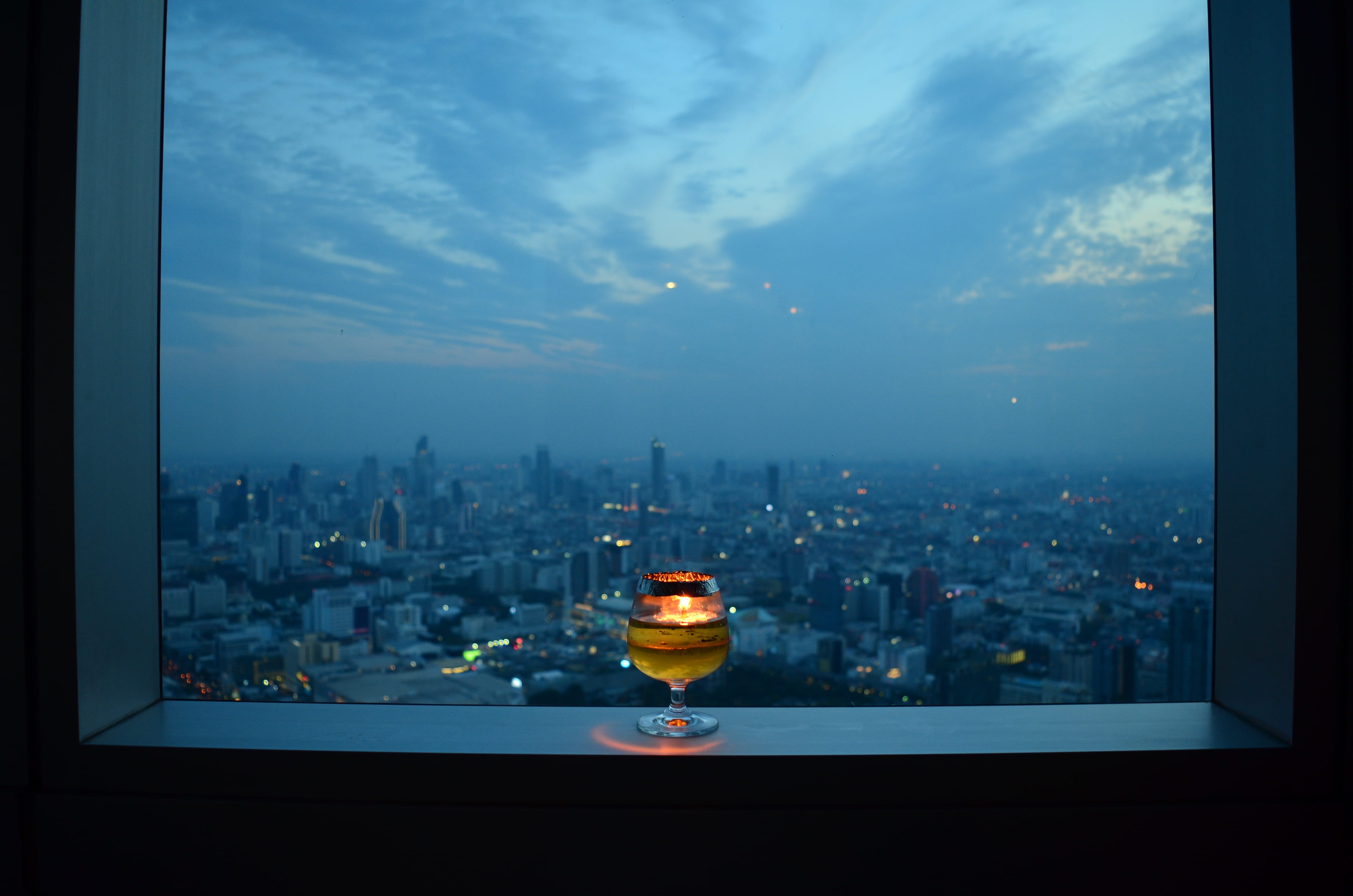 city, cityscape, view, transparent, glass, window, cloud - sky, sky, building exterior, no people, illuminated, thailand, glass - material, outdoors, nature, HD Wallpaper
