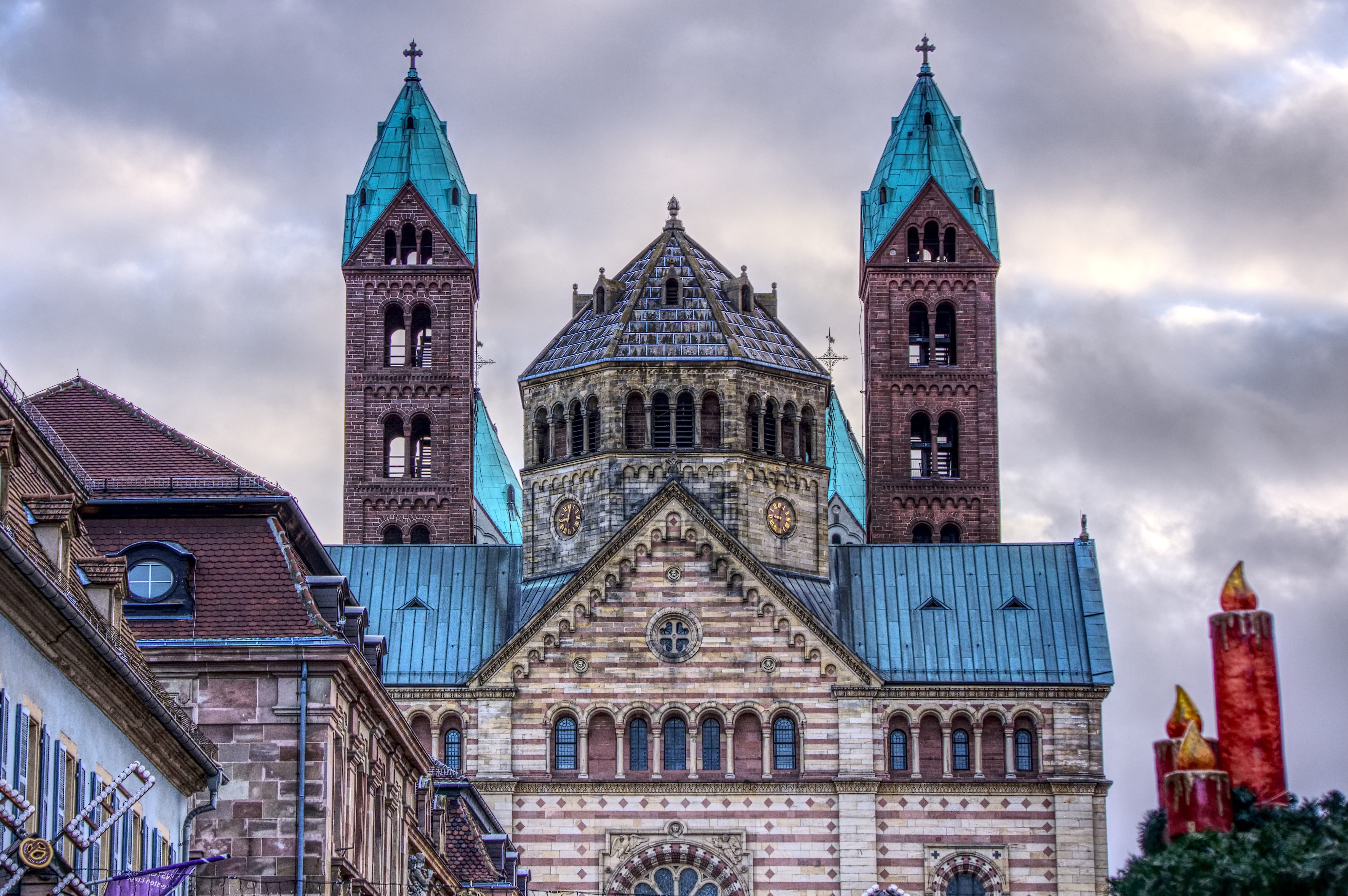 tower, cloud - sky, 4K, travel destinations, hdr, belief, historically, outdoors, sky, built structure, unesco, spire, blue, no people, nature, clock tower, HD Wallpaper