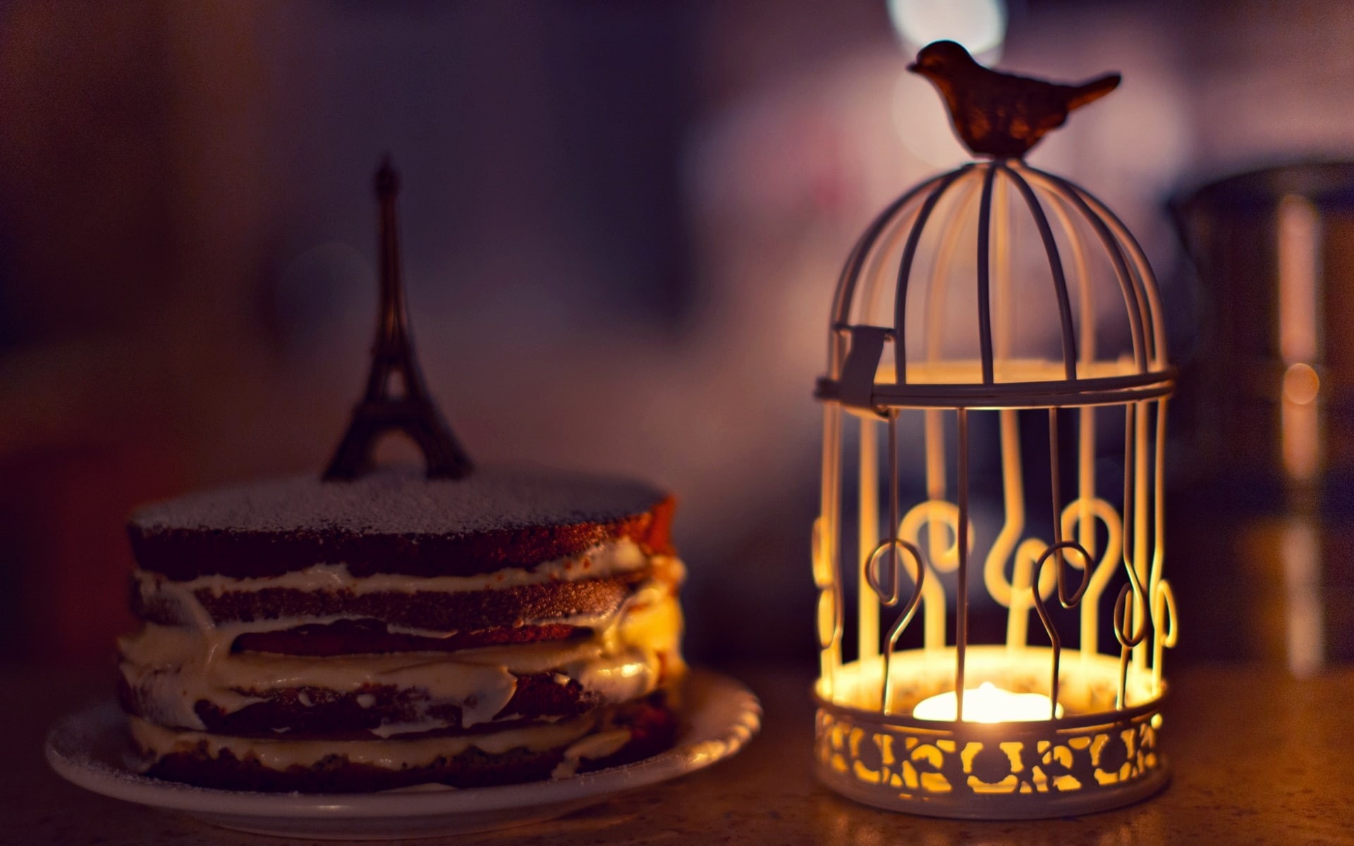 candle, background, top, mood, round, lantern, decor, cake, HD, figurine, flashlight, eiffel, cell, cream, biscuit, 1080P, widescreen, HD Wallpaper