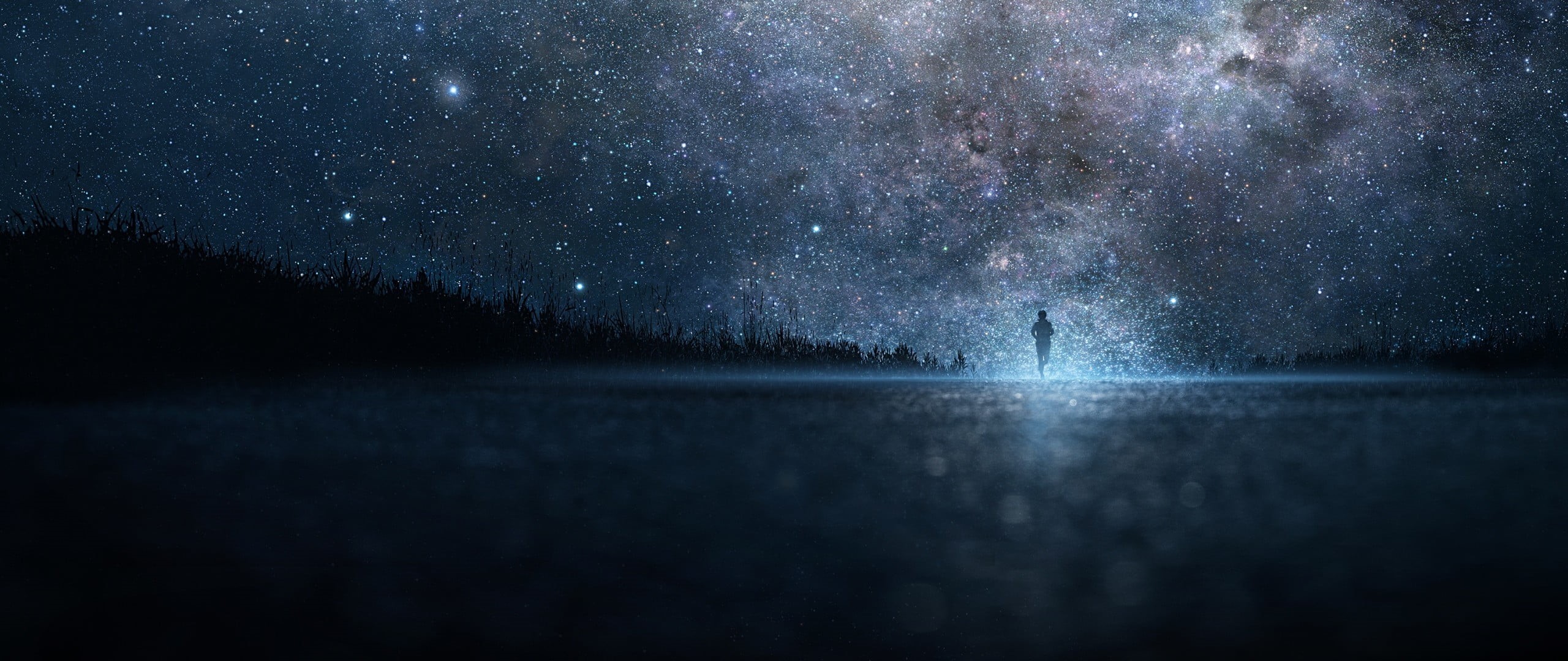 sky, nature, 2K, star field, water, stars, star - space, illustration, astronomy, milky way, nebula, no people, reflection, scenics - nature, dark, constellation, HD Wallpaper
