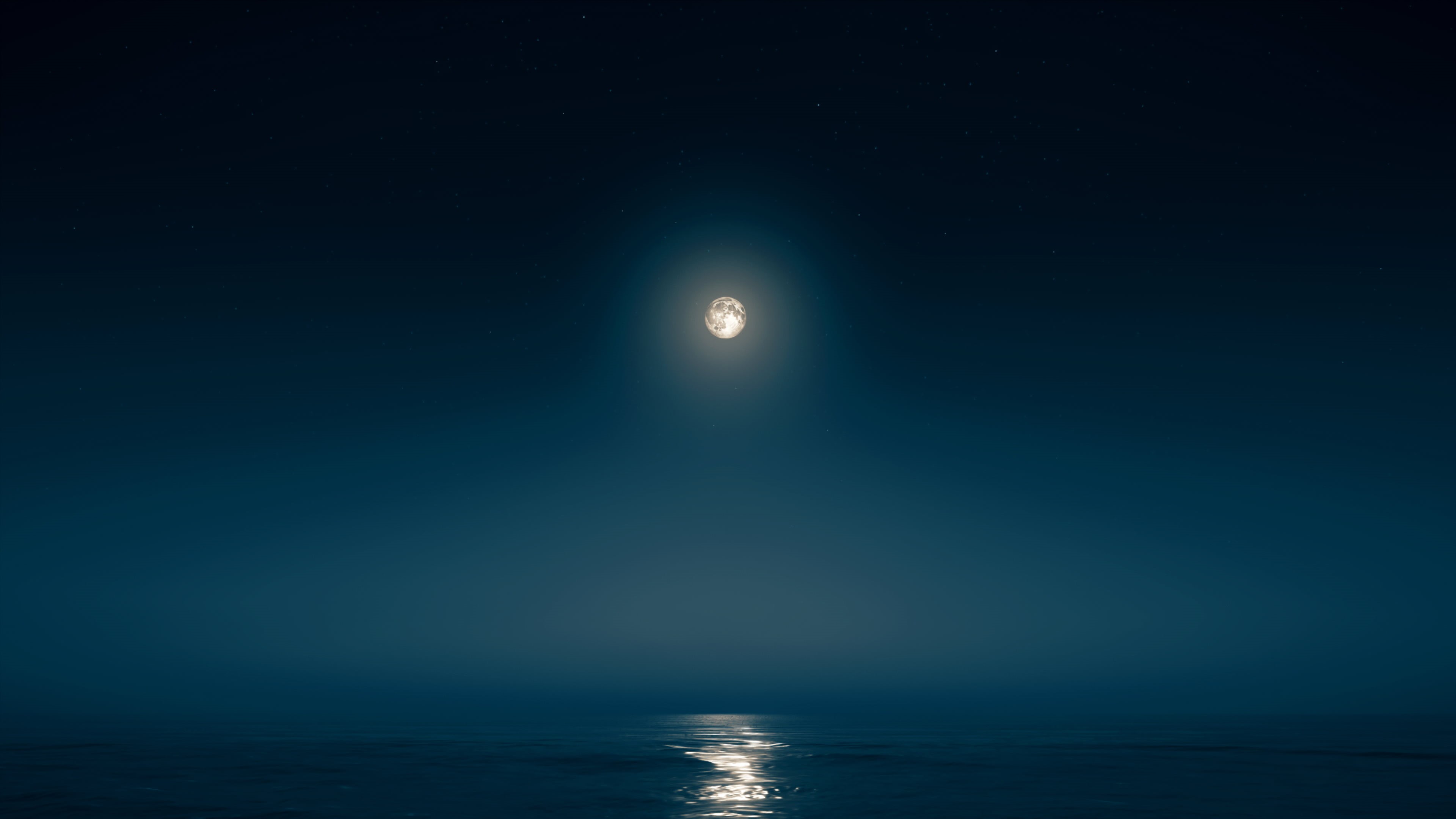 moon rays, landscape, dark, Moon, night, sea, midnight, reflects, 4K, Assassins Creed: Odyssey, HD Wallpaper