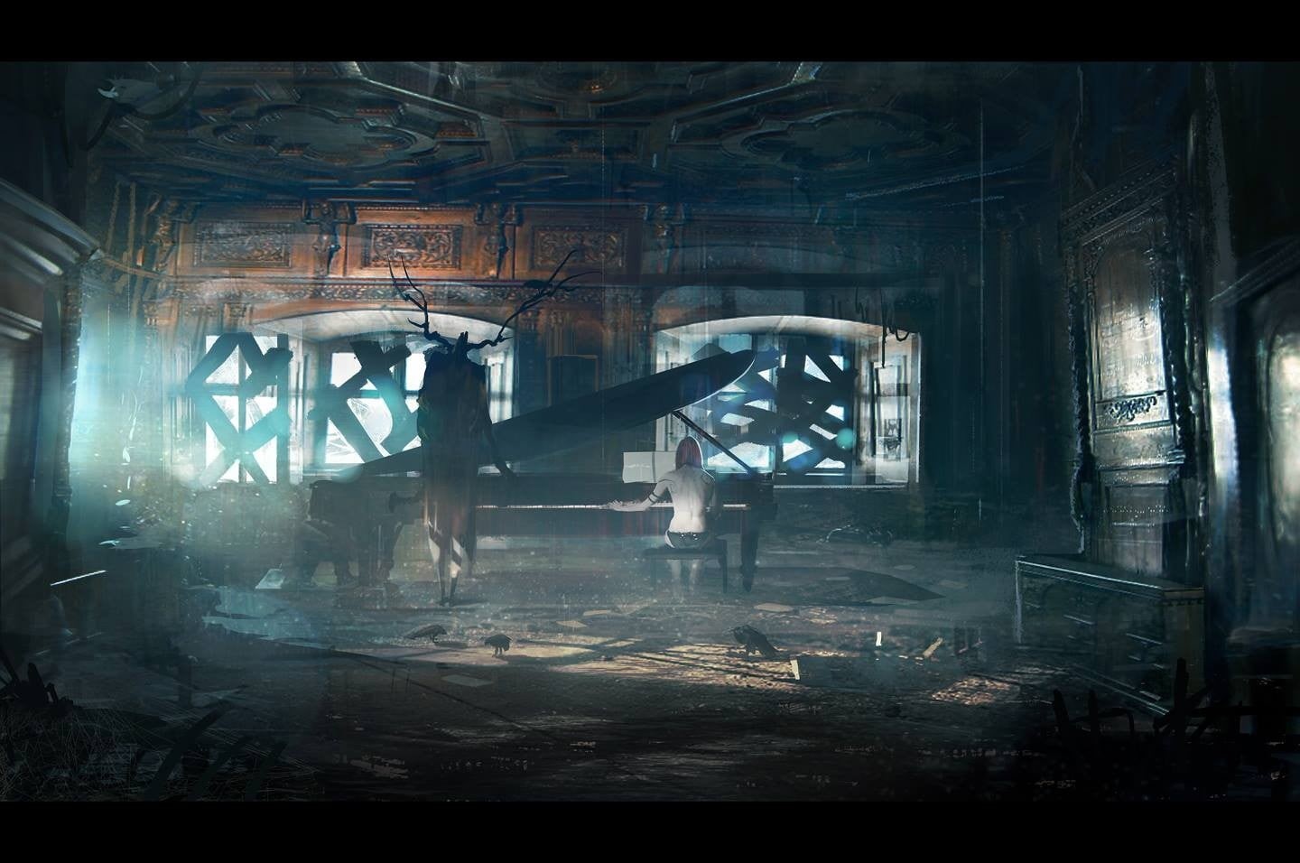 artwork, transfer print, auto post production filter, building, indoors, architecture, built structure, architectural column, grand, concept art, HD Wallpaper