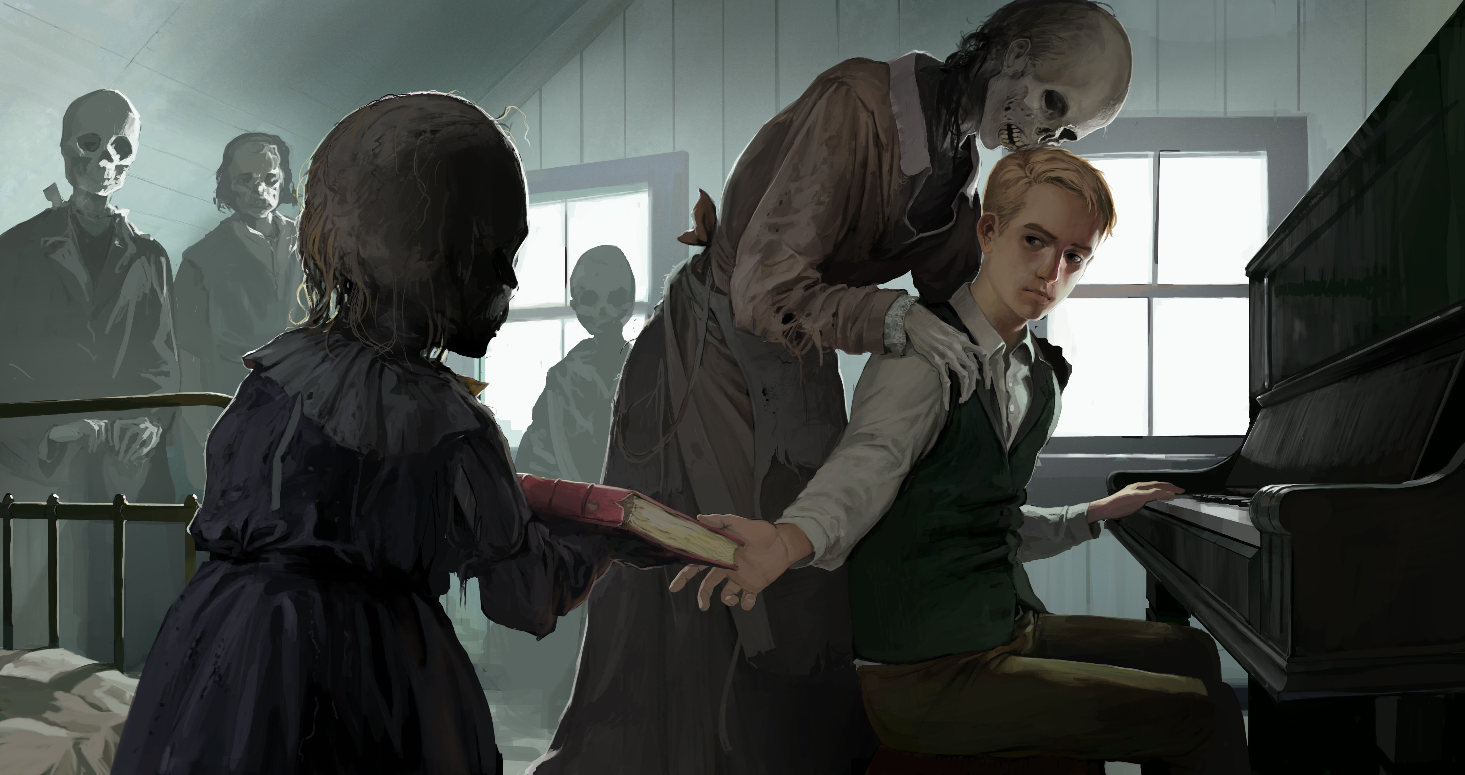 real people, grand, day, clothing, standing, wireless technology, painting, playing, men, education, looking, undead, women, 4K, piano, technology, indoors, HD Wallpaper