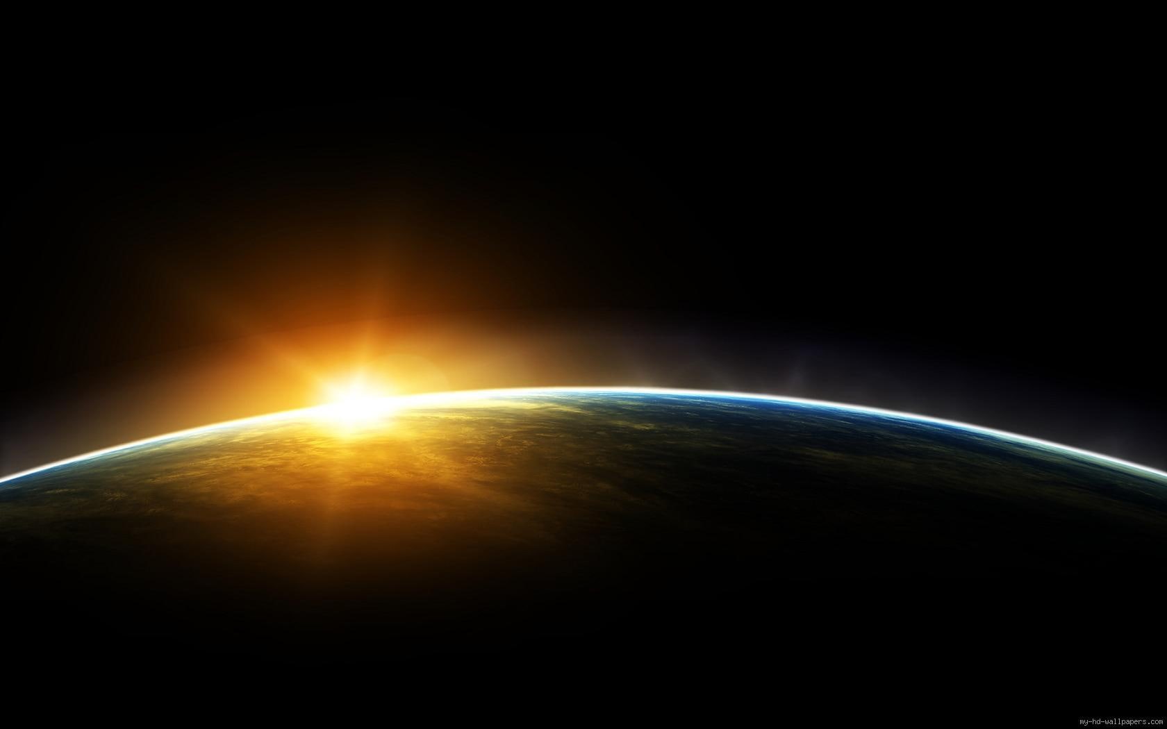 earth, behind, space, planet, sun, 720P, HD Wallpaper