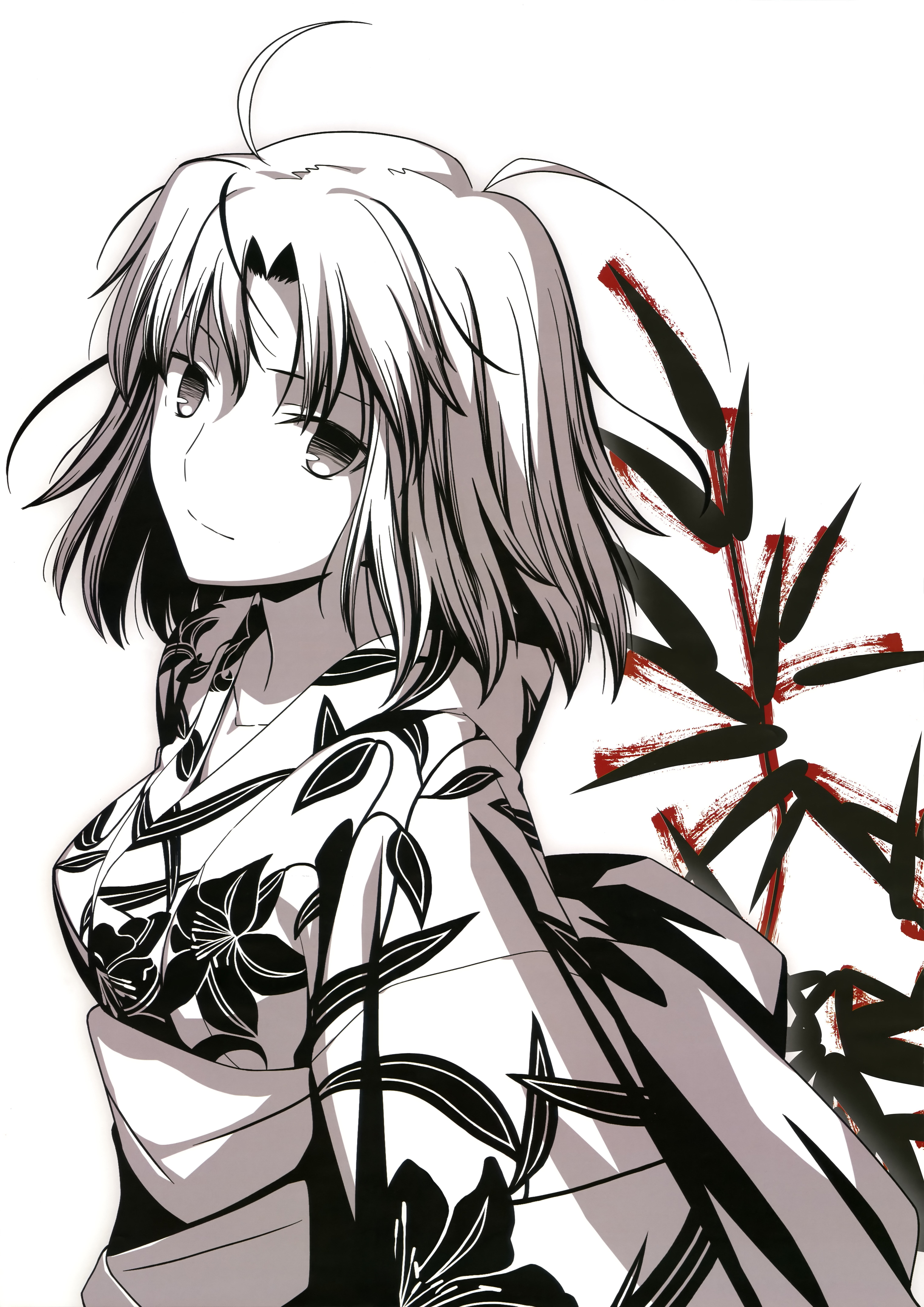 looking at camera, young adult, hairstyle, Ryougi Shiki, front view, studio shot, beautiful woman, art and craft, one person, pattern, lifestyles, anime girls, Phone HD Wallpaper