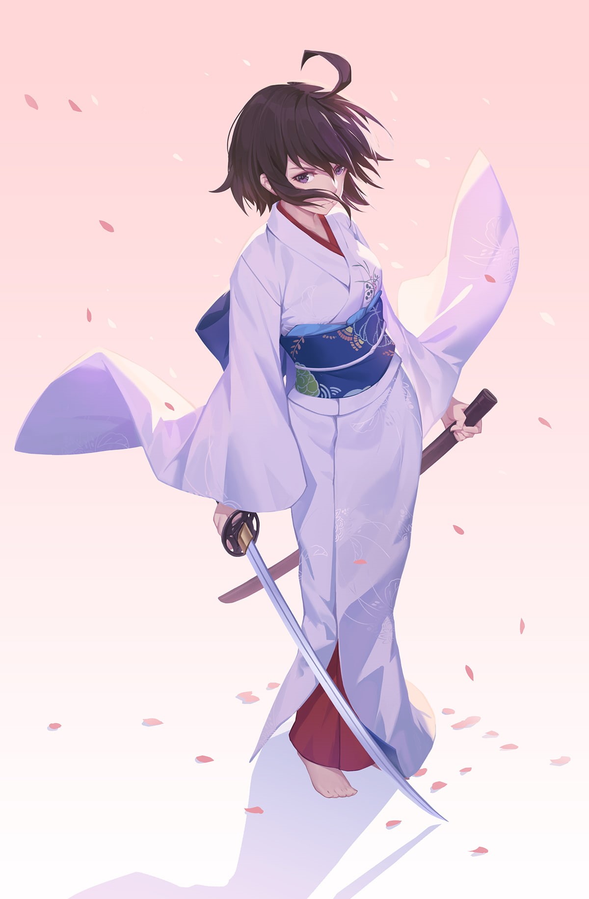 720P, anime girls, anime, kimono, dark hair, sword, Kara no Kyoukai, Shiki Ryougi, Phone HD Wallpaper