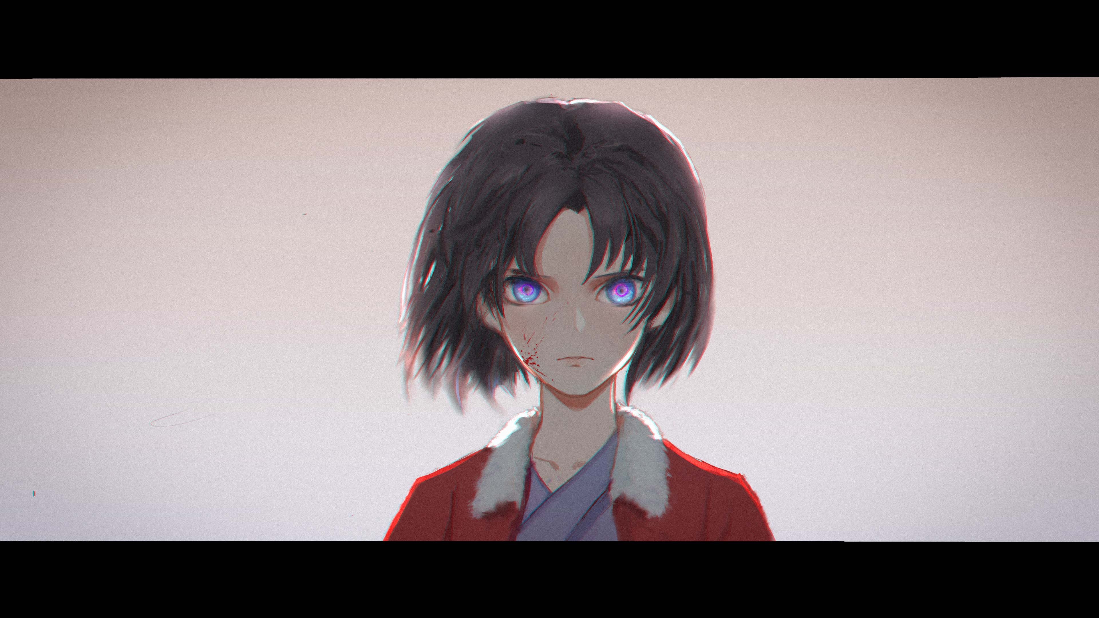 looking at camera, real people, portrait, Kara no Kyoukai, close-up, Ryougi Shiki, indoors, hairstyle, copy space, anime girls, studio shot, front view, HD Wallpaper