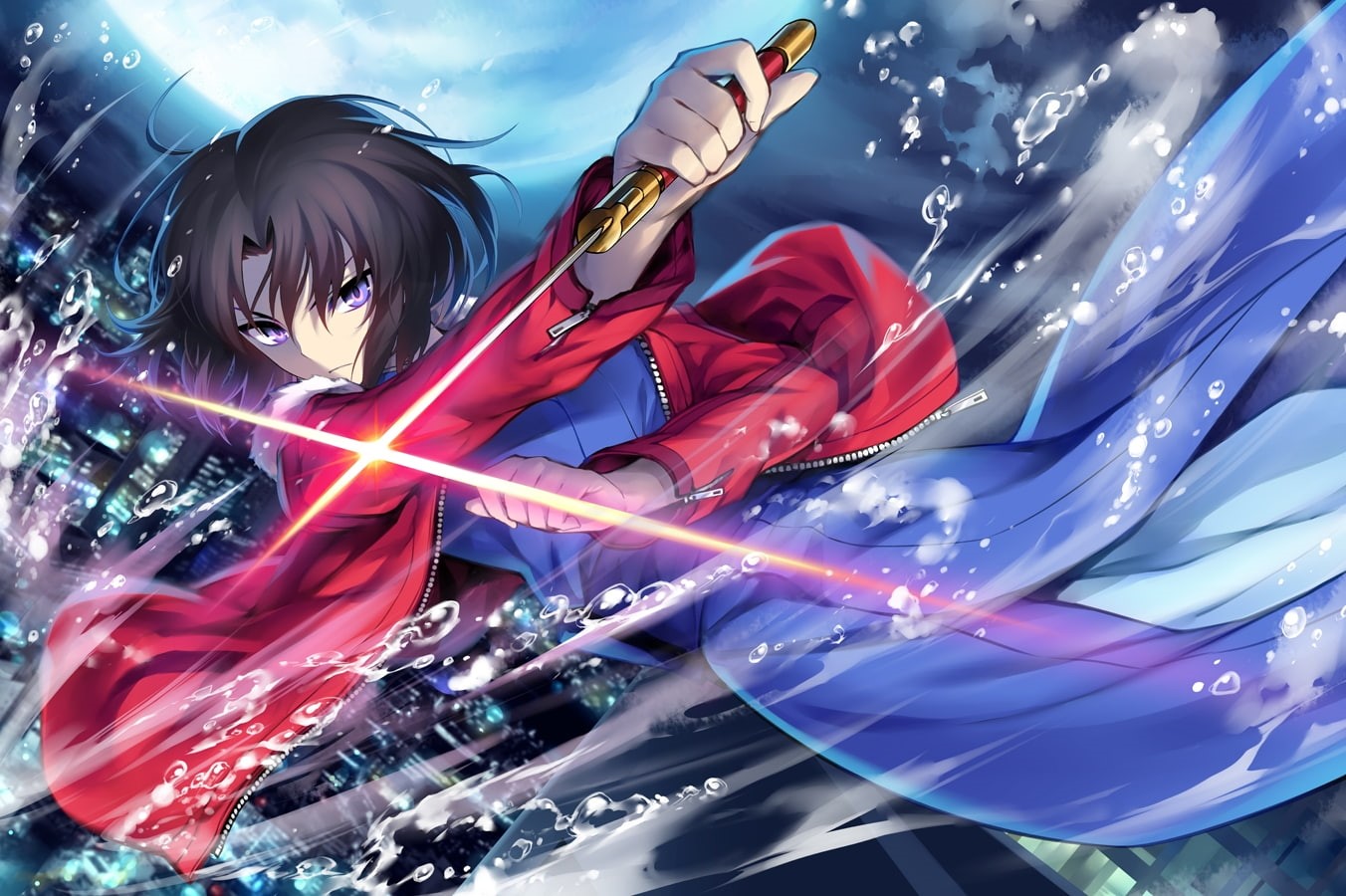 leisure activity, people, child, holding, men, Anime, multi colored, women, real people, lifestyles, blades, ryougi shiki, long exposure, speed, motion, HD Wallpaper
