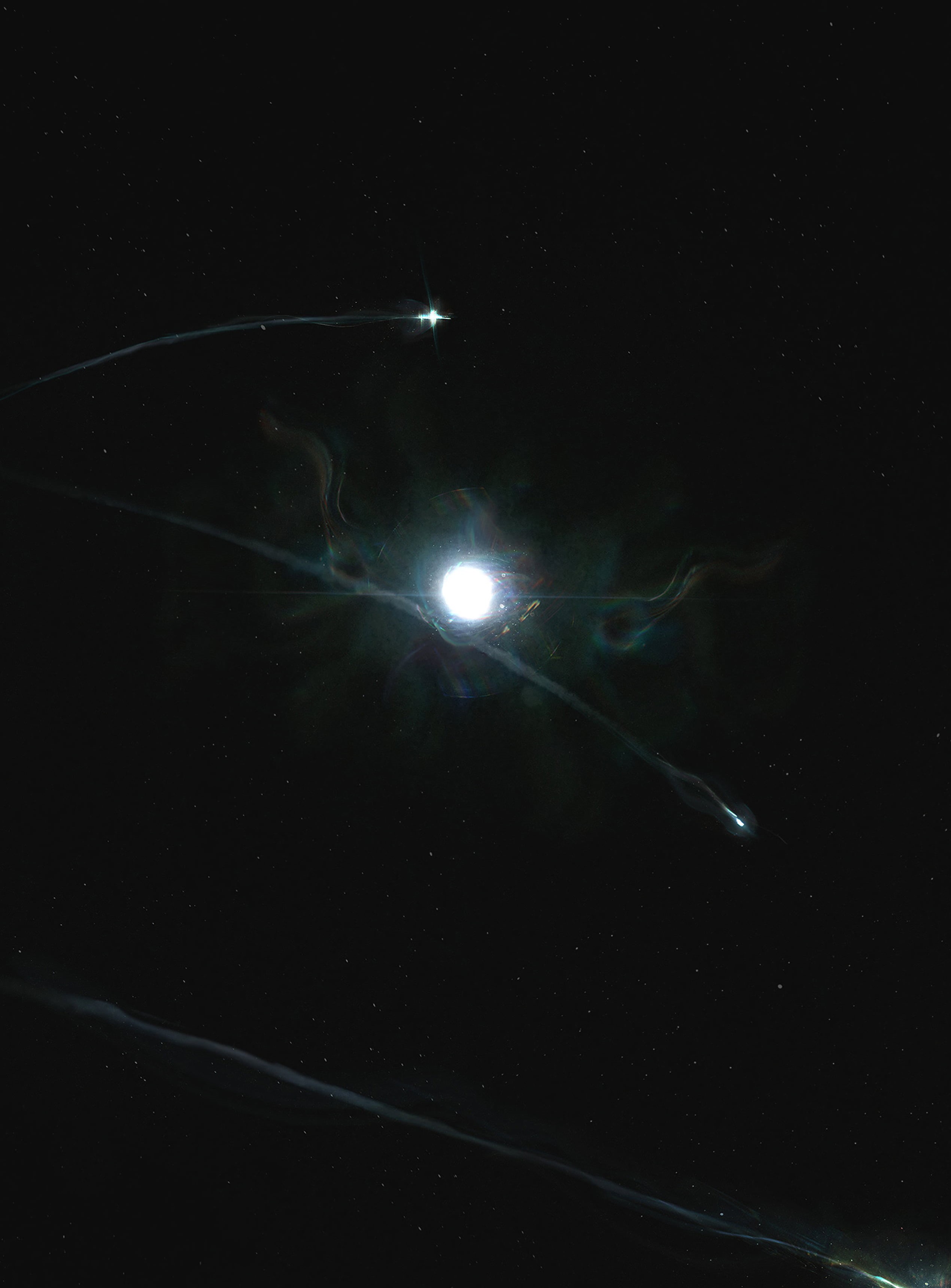 moon, rays, astronomy, stars, sky, sparks, light - natural phenomenon, space, black color, science, 2K, satellite view, beauty in nature, illuminated, Phone HD Wallpaper