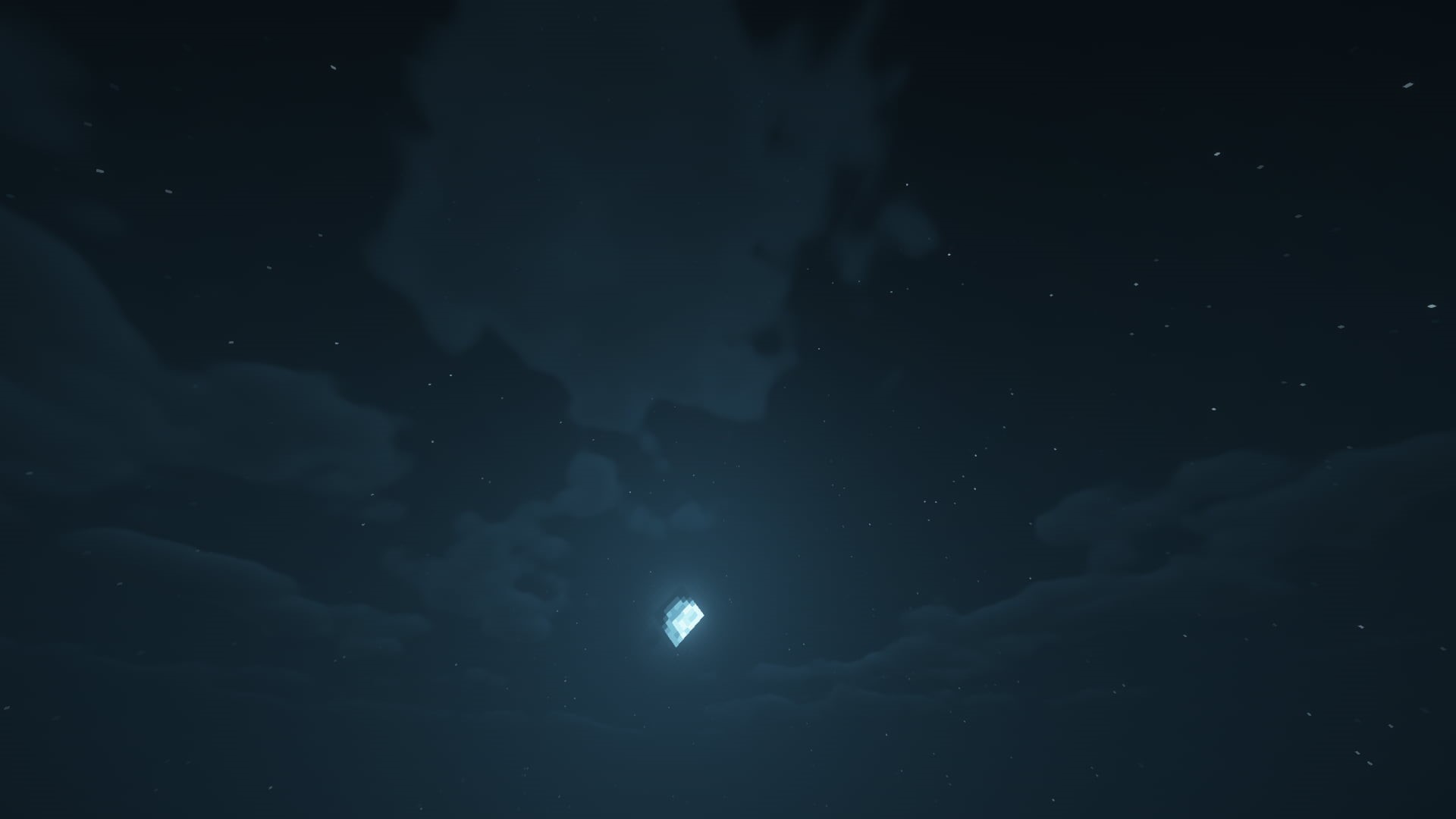 night, Sky Temple, 1080P, light blue, moon rays, Minecraft, stars, clouds, HD Wallpaper