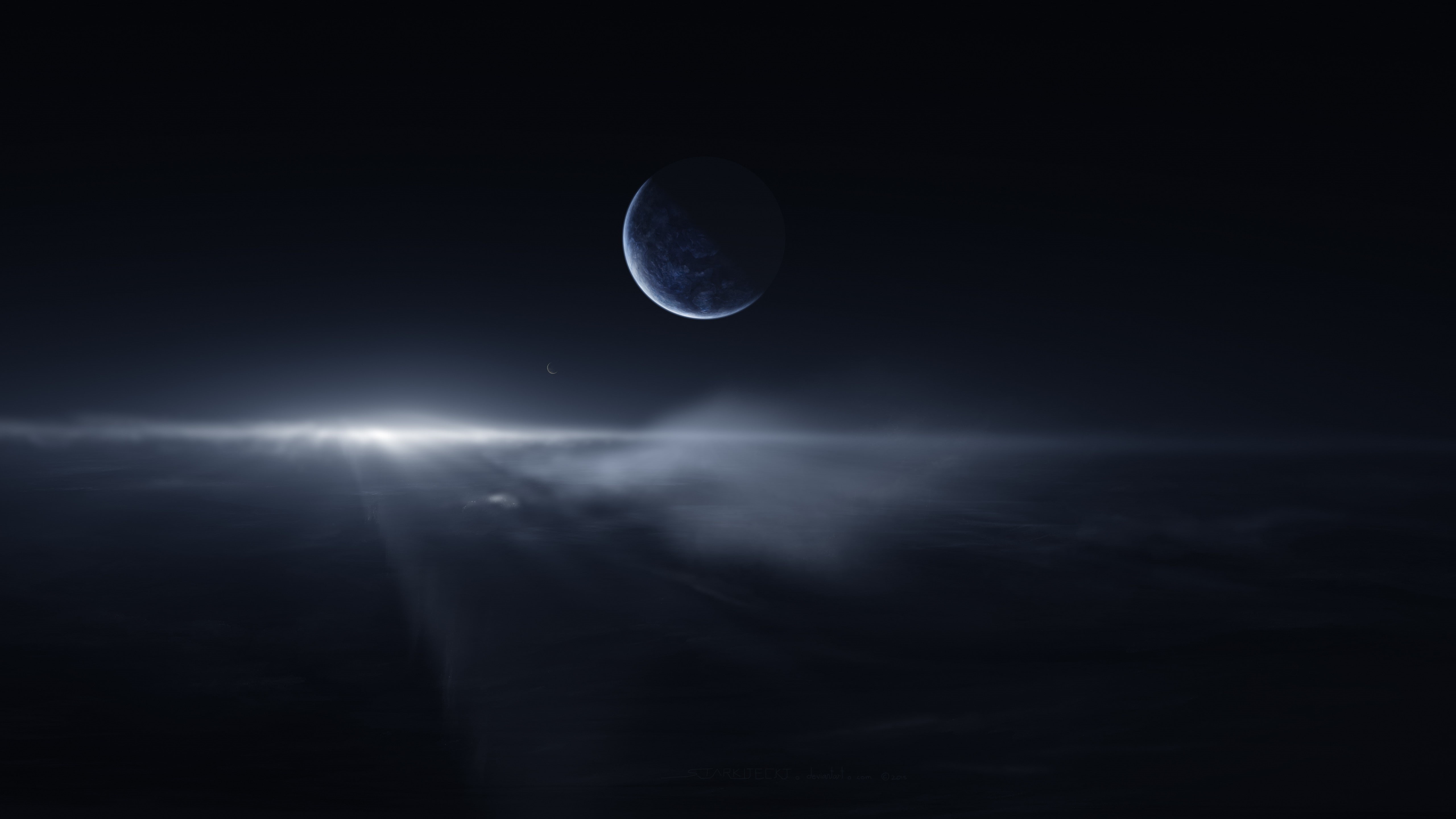 space, galaxy, stars, Moon Rays, clouds, 5K, Moon, nebula, HD Wallpaper