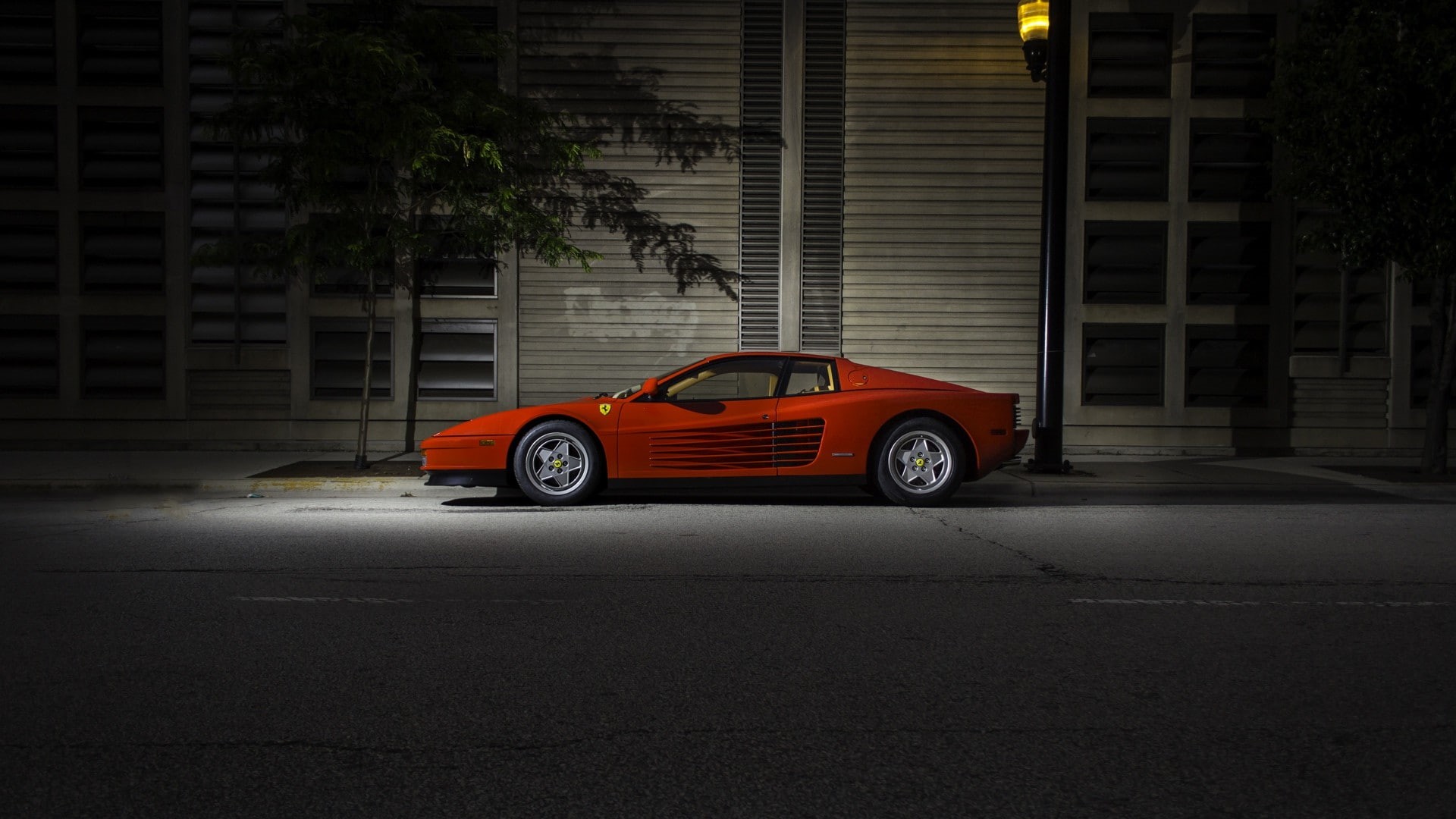 city, garages, lights, legend, trees, day, red, car, motor vehicle, plant, mode of transportation, transportation, spotlights, garage, architecture, outdoors, HD Wallpaper