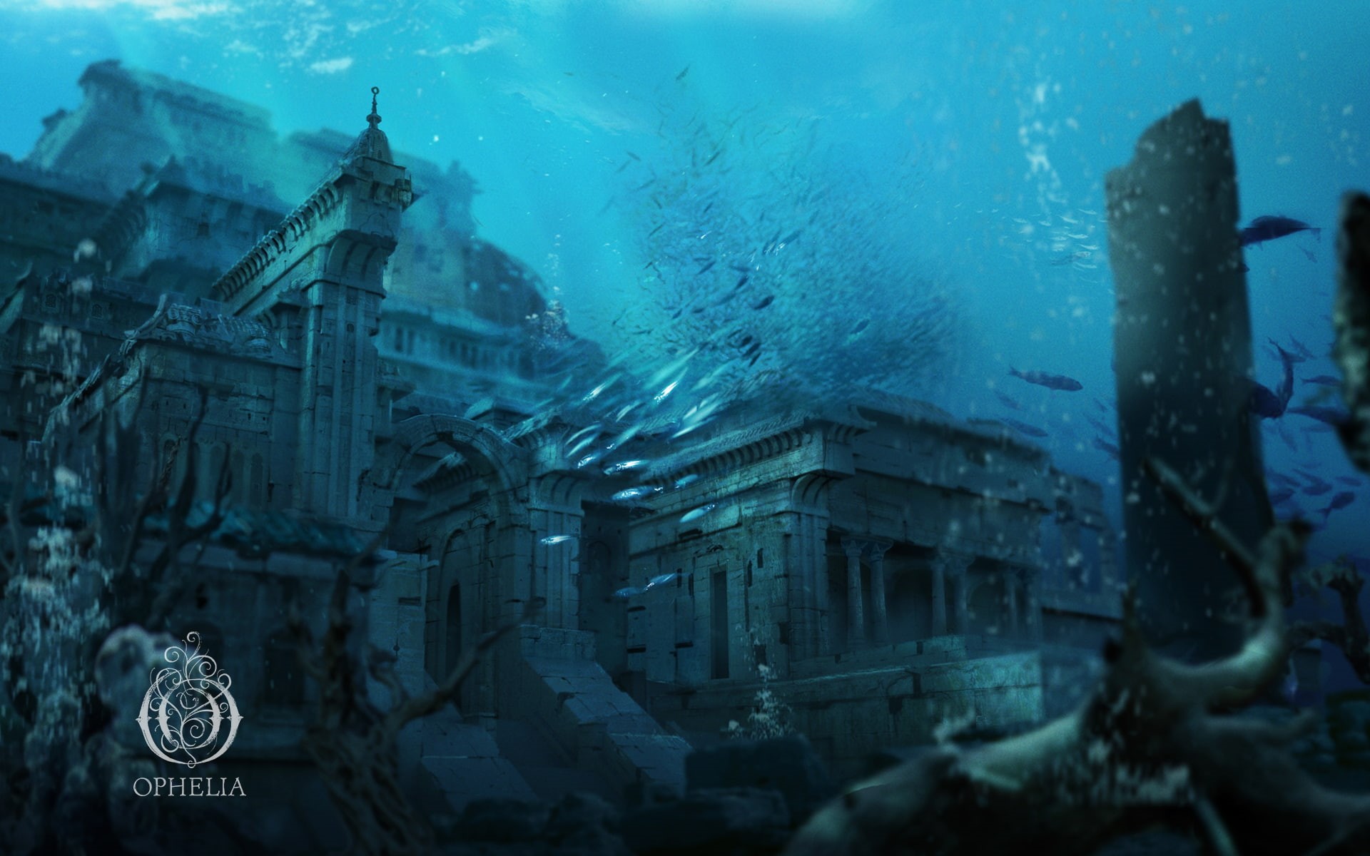 sign, communication, music, cold temperature, outdoors, window, building, sea, fish, winter, 1080P, ruined, underwater, ship, no people, nature, history, HD Wallpaper