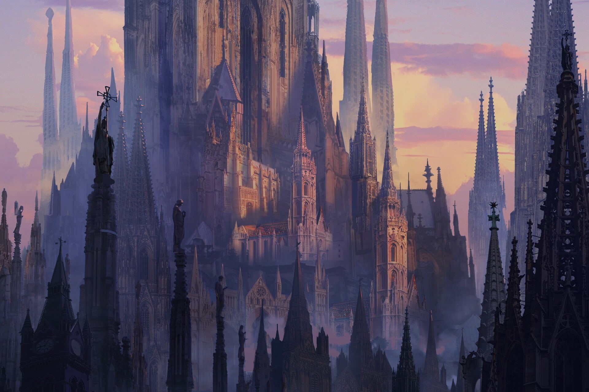 Fantasy, Architecture, City, 1080P, Cathedral, HD Wallpaper
